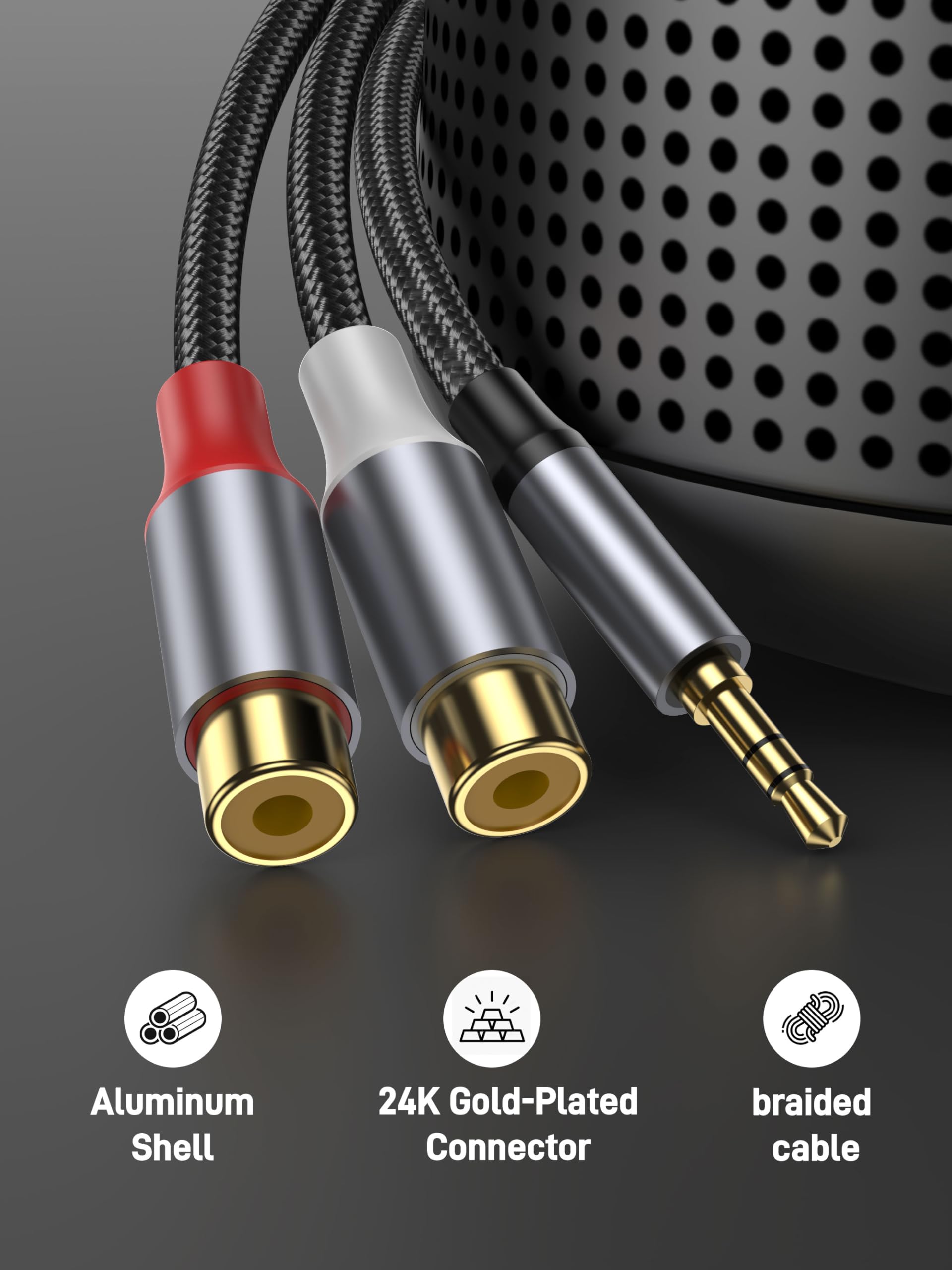 KAYQINHO 3.5mm to RCA Cable, 10 inch 3.5mm Auxiliary Male to 2RCA - KAYQINHO Official Product View 5