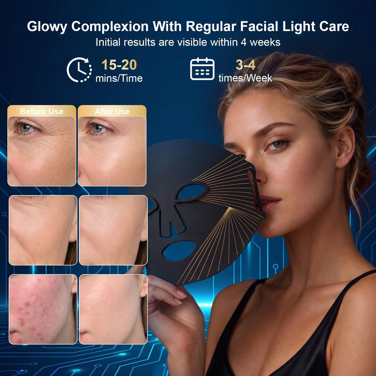 Red Light Therapy Mask 7 Color Skincare Light LED Mask for - KissPart Official Imagery - 4