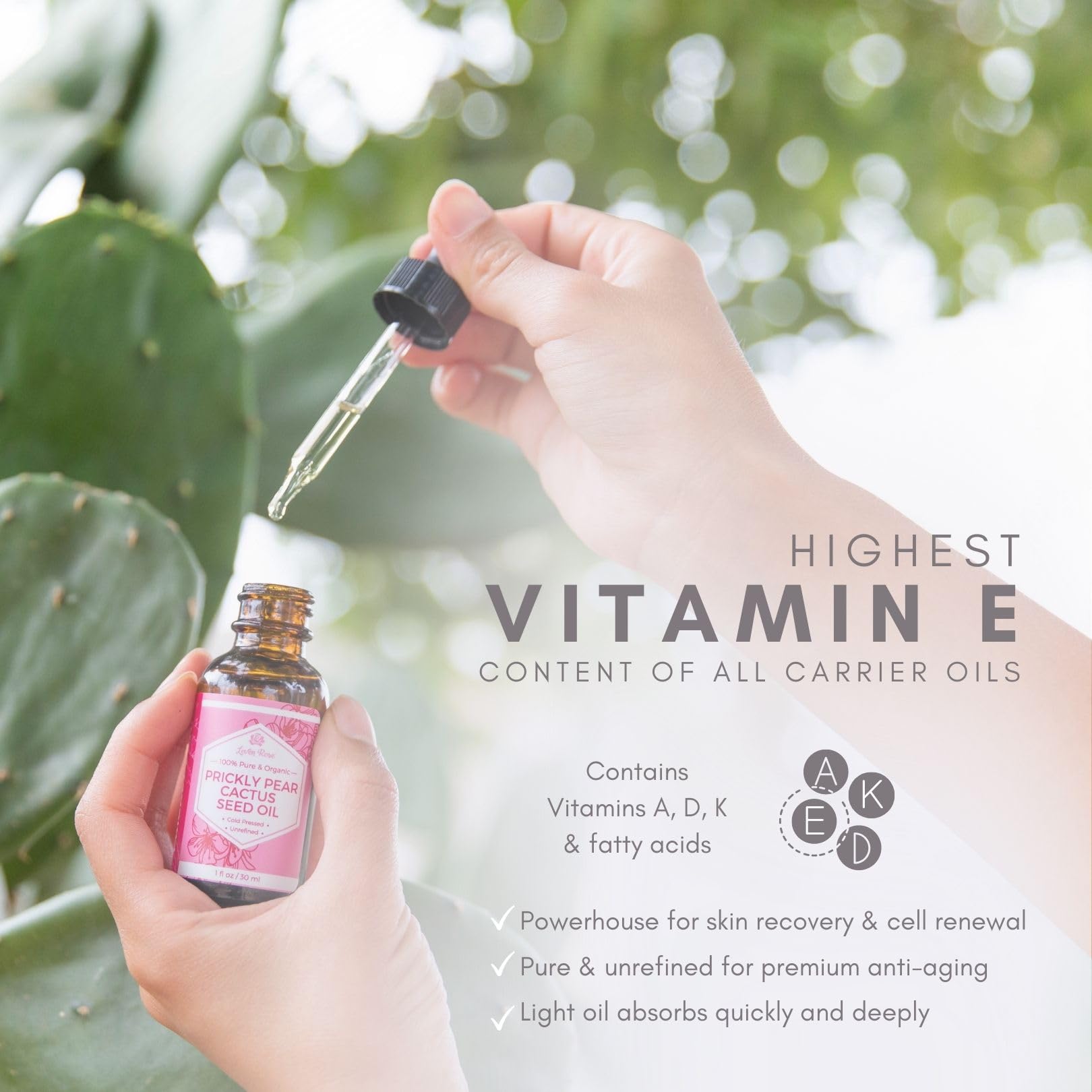 Leven Rose Prickly Pear Seed Oil 100% Pure Organic Prickly Pear Oil, Extra - Leven Rose Official Product View 4