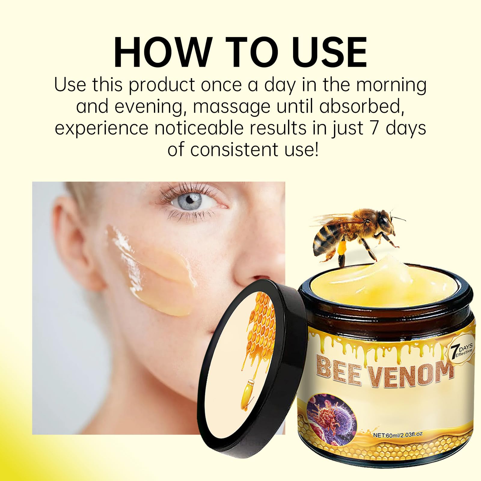 COPFASTOK Bee Venom Cream, 2pcs, daily face moisturizer with natural bee venom for skin nourishment and hydration.