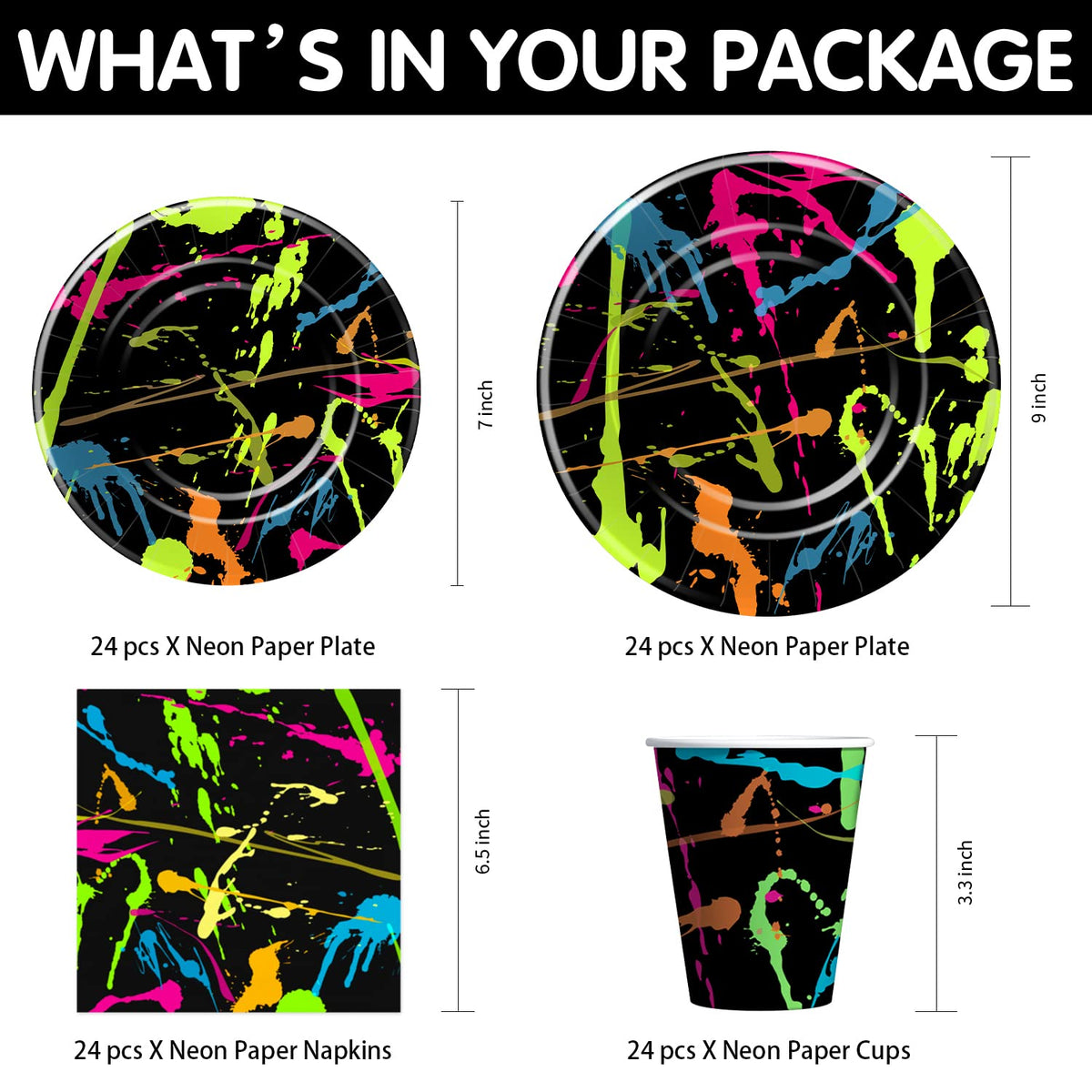 Neon Glow Party Supplies Graffiti Neon Theme Birthday - HIPVVILD Official Imagery - 3