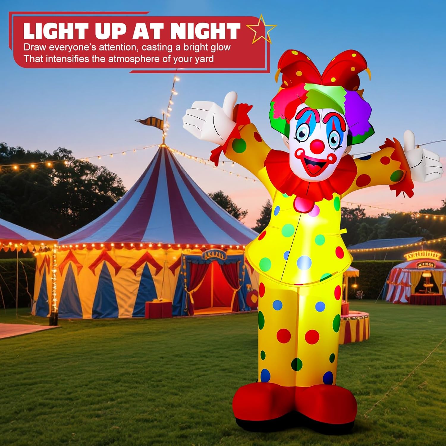 Capoda 5.9 ft Clown Inflatable Life Size Inflatable Carnival Decorations Circus Clown