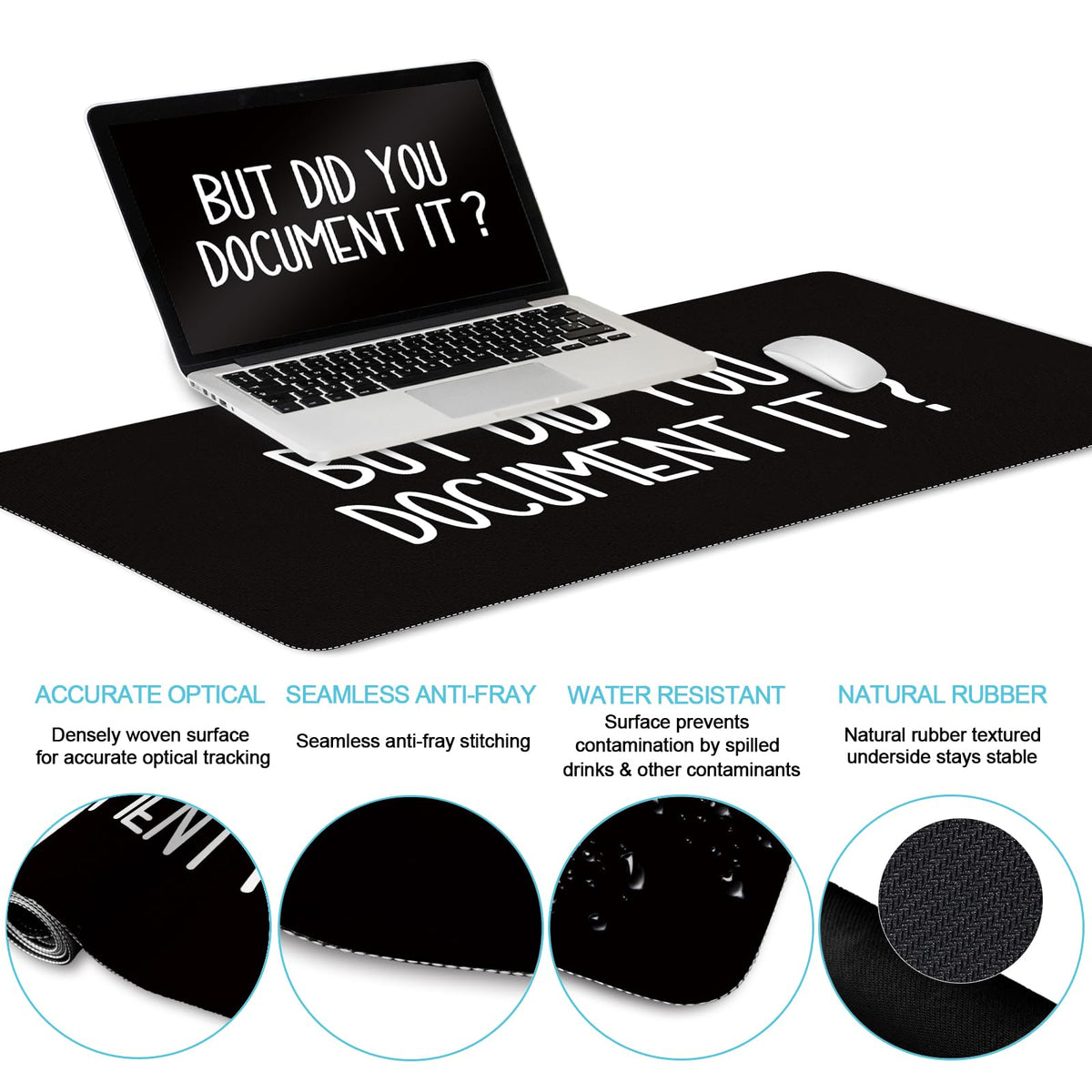 Black Mouse Pad Large Desk Mat Set But Did You Document It - LIMKRIAN Official Imagery - 4