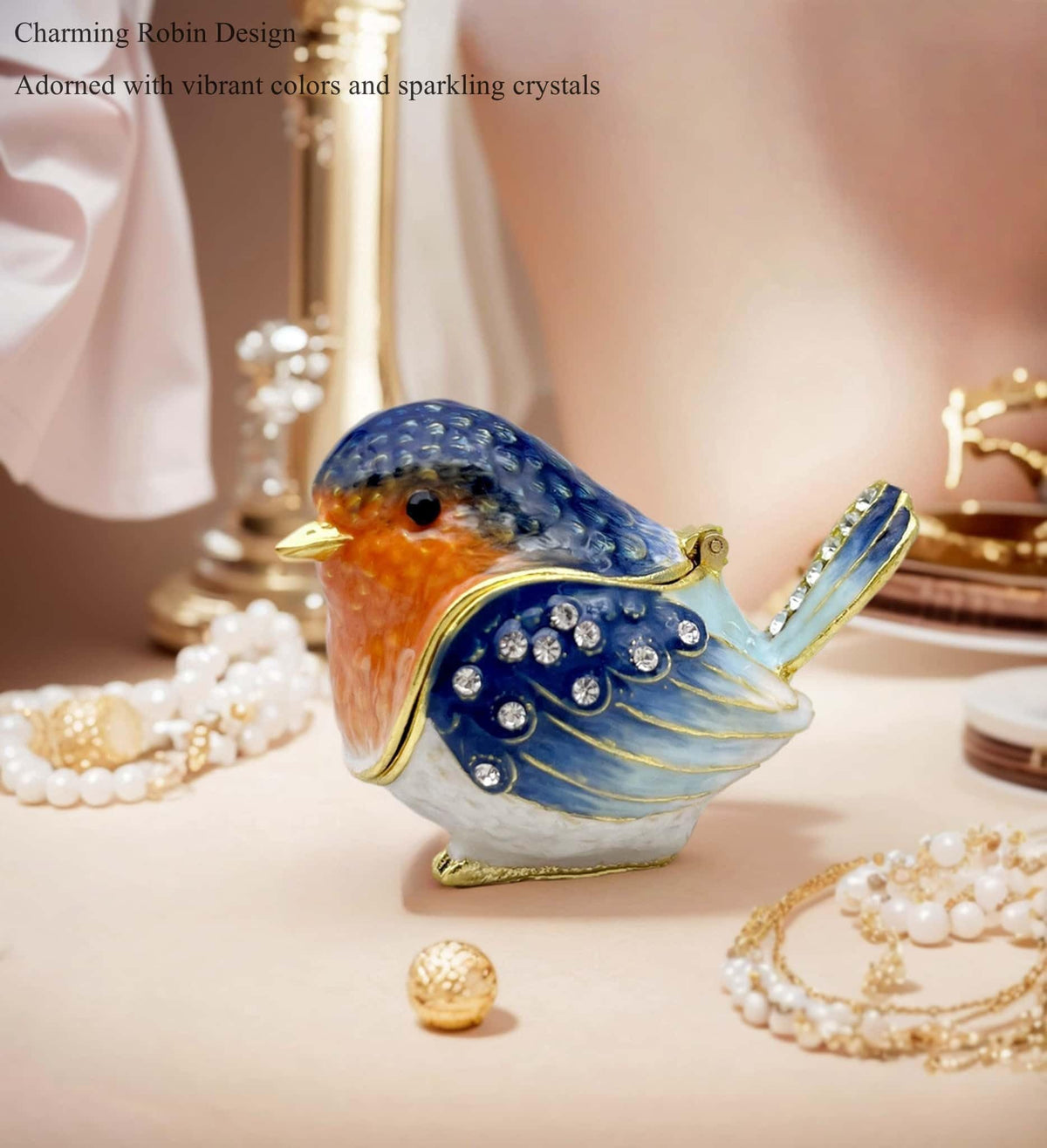 Robin Bird Jewelry Trinket Boxes Hinged Ring Box Collectible - JWT Astyle Official Imagery - 7
