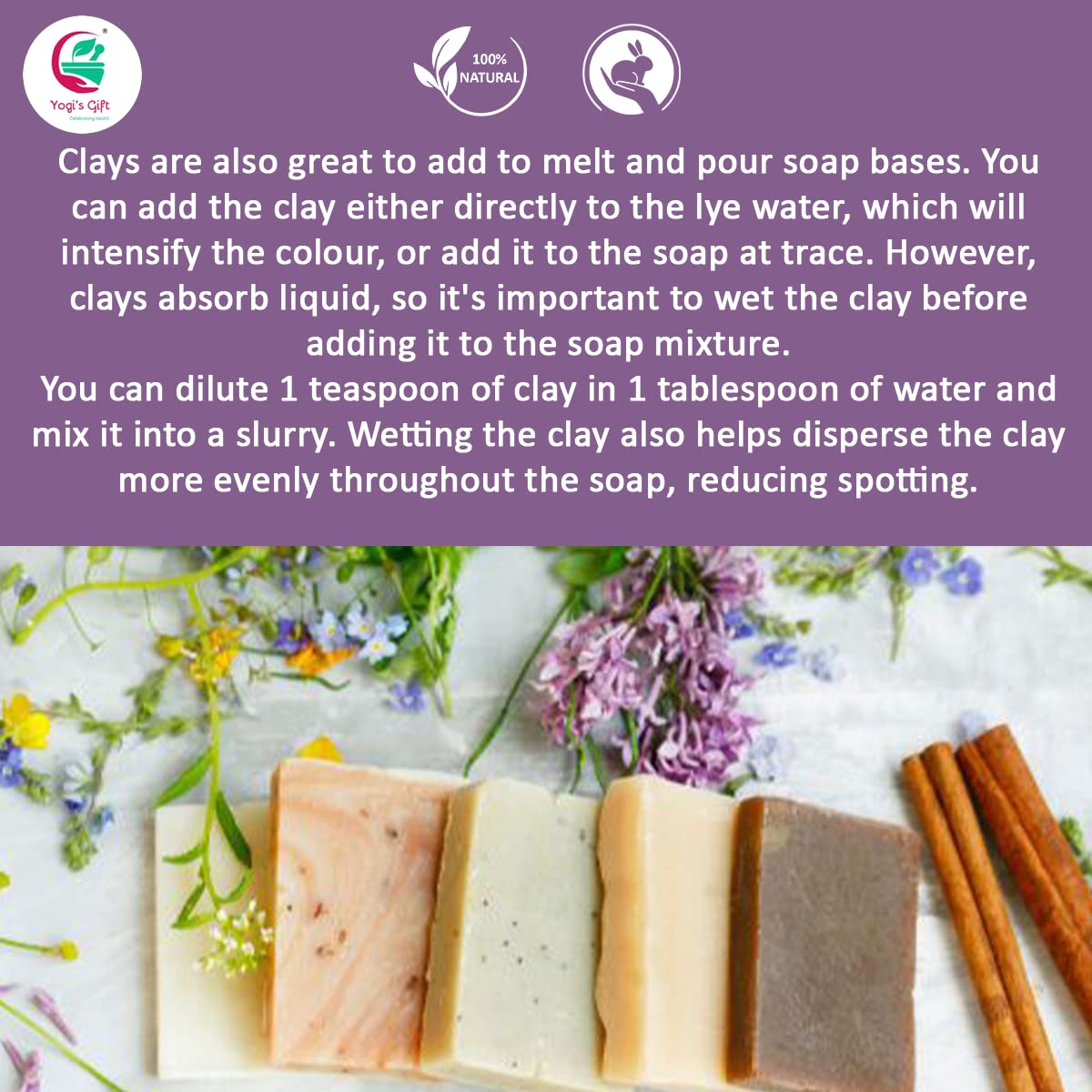 Pack of 10 Clays for Mask Making Soap Making - YOGI’S GIFT – Celebrating health Official Imagery - 4