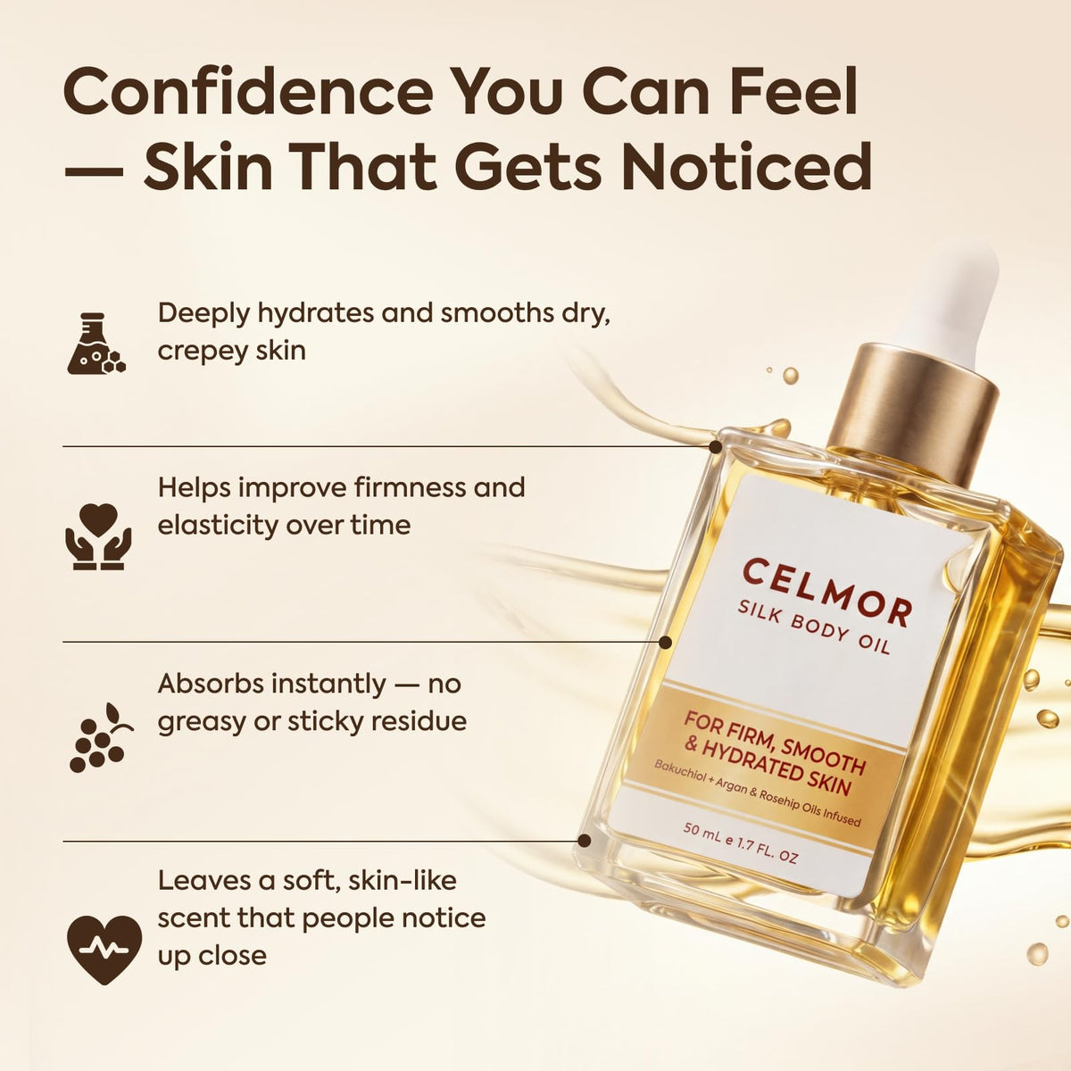 CELMOR Silk Body Oil for Women - CELMOR Official Imagery - 3
