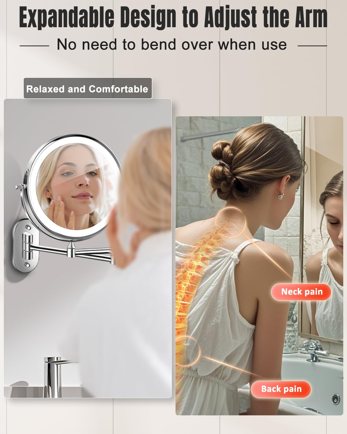 VFD 8 30X 1X Wall Mounted Lighted Magnifying Makeup Mirror - VFD Official Imagery - 7