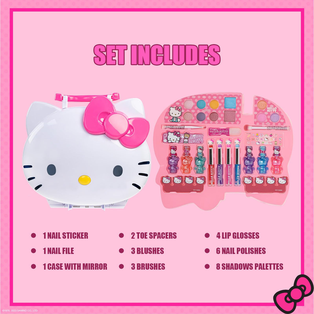 Hello Kitty Face Makeup Vanity Set with Light Up Mirror - Townley Girl Official Imagery - 3