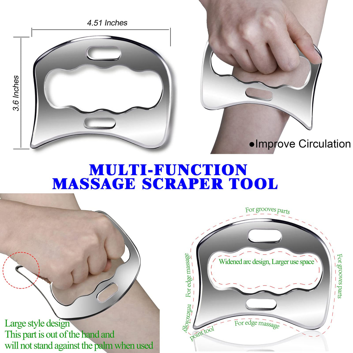 Non Magnetic 3 in 1 Stainless Steel 304 Muscle Scraper Tools - BYYDDIY Official Imagery - 6