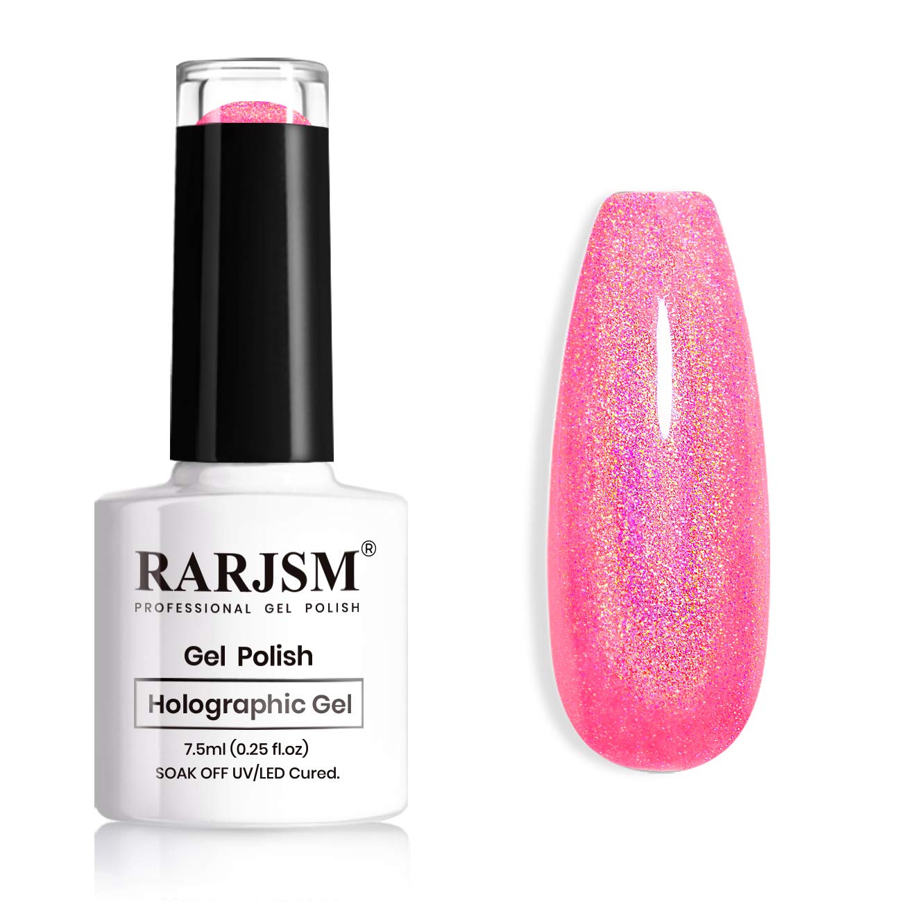 RARJSM Holographic Nail Polish Neon Hot Pink Gel Nail Polish - Product Imagery