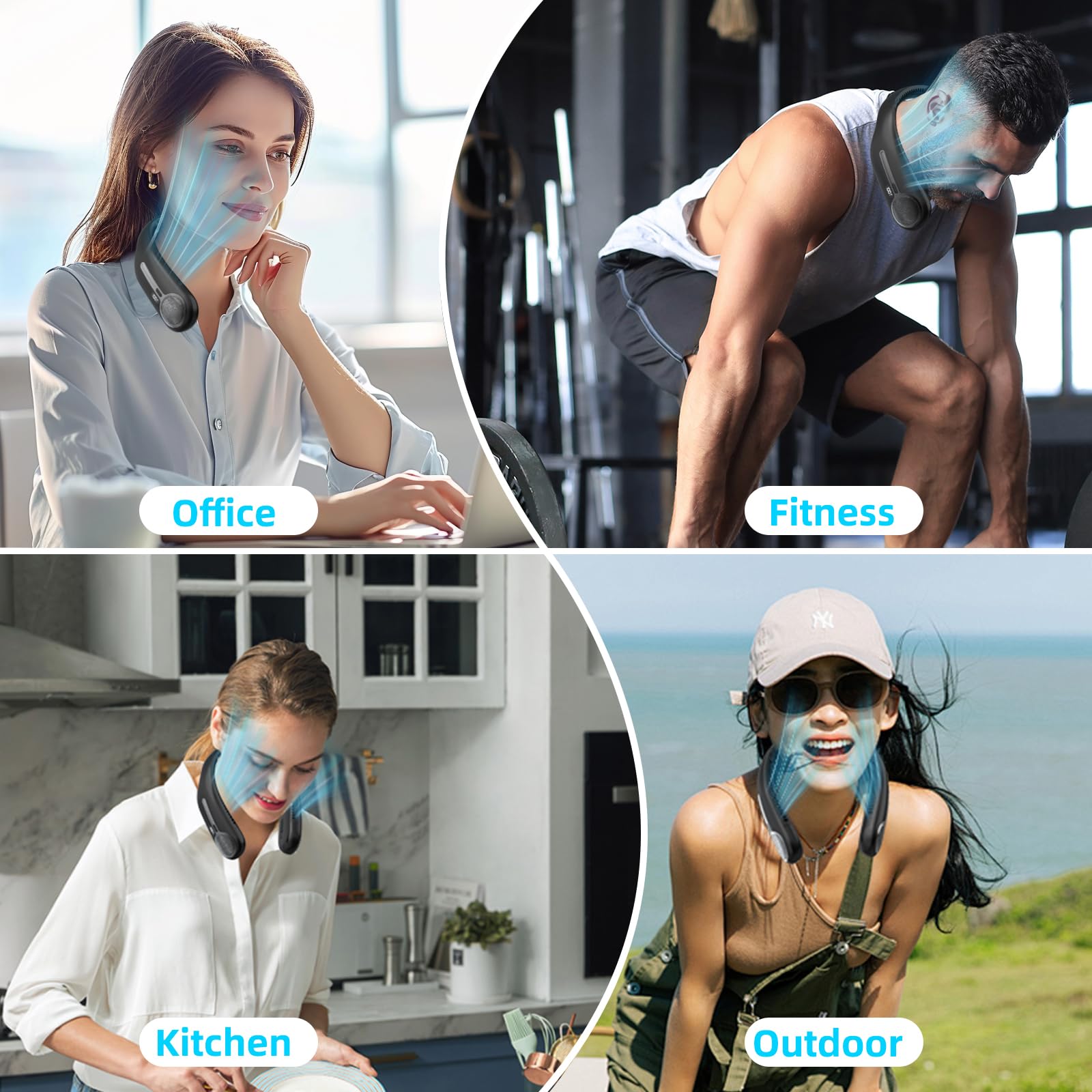 Kinhowly Portable Neck Fan, Personal Wearable Bladeless Fan, 6000 by Kinhowly - Angle View 4