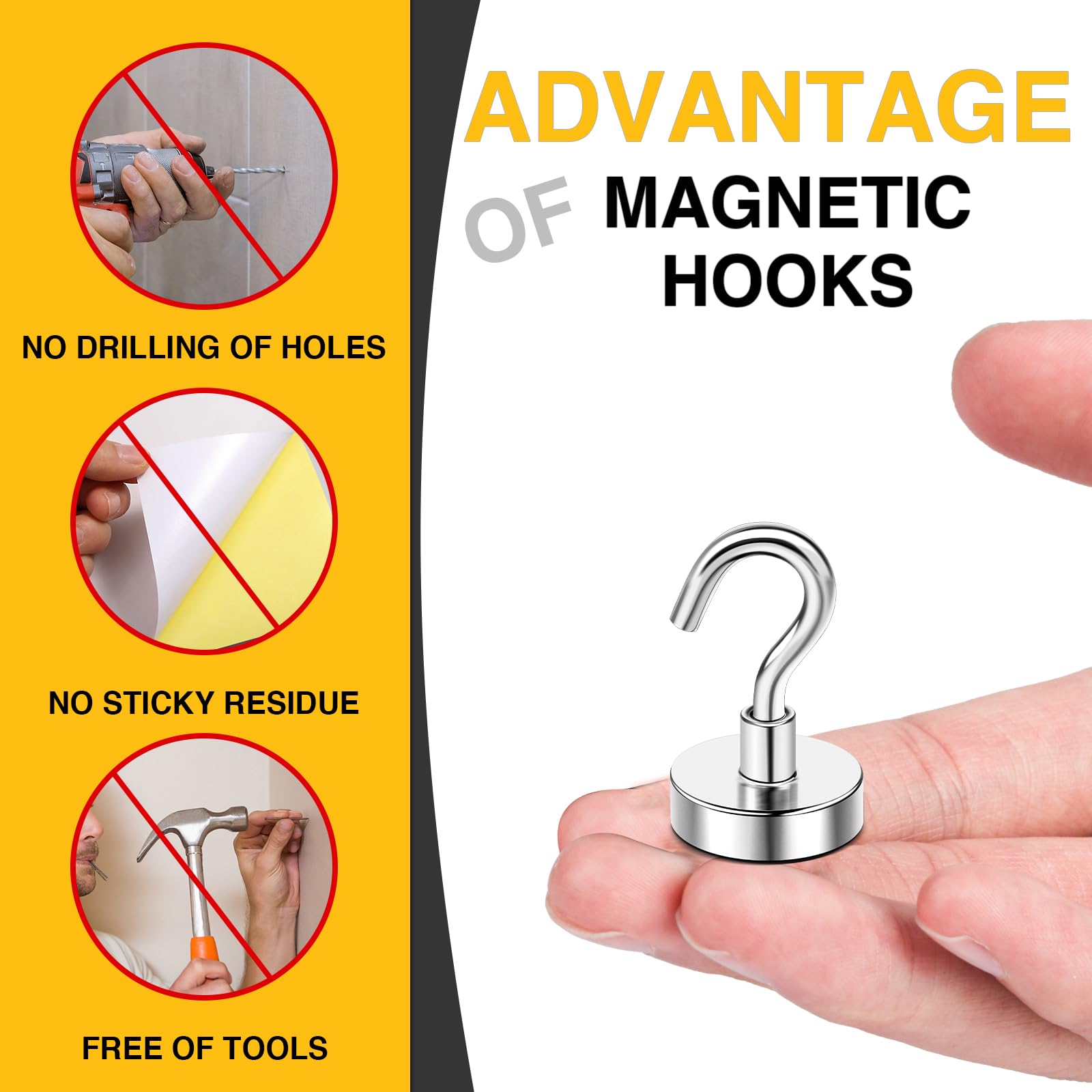DIYMAG Magnetic Hooks 20pcs 30lbs+ Cruise Essentials 2026 Magnet by DIYMAG - Angle View 6