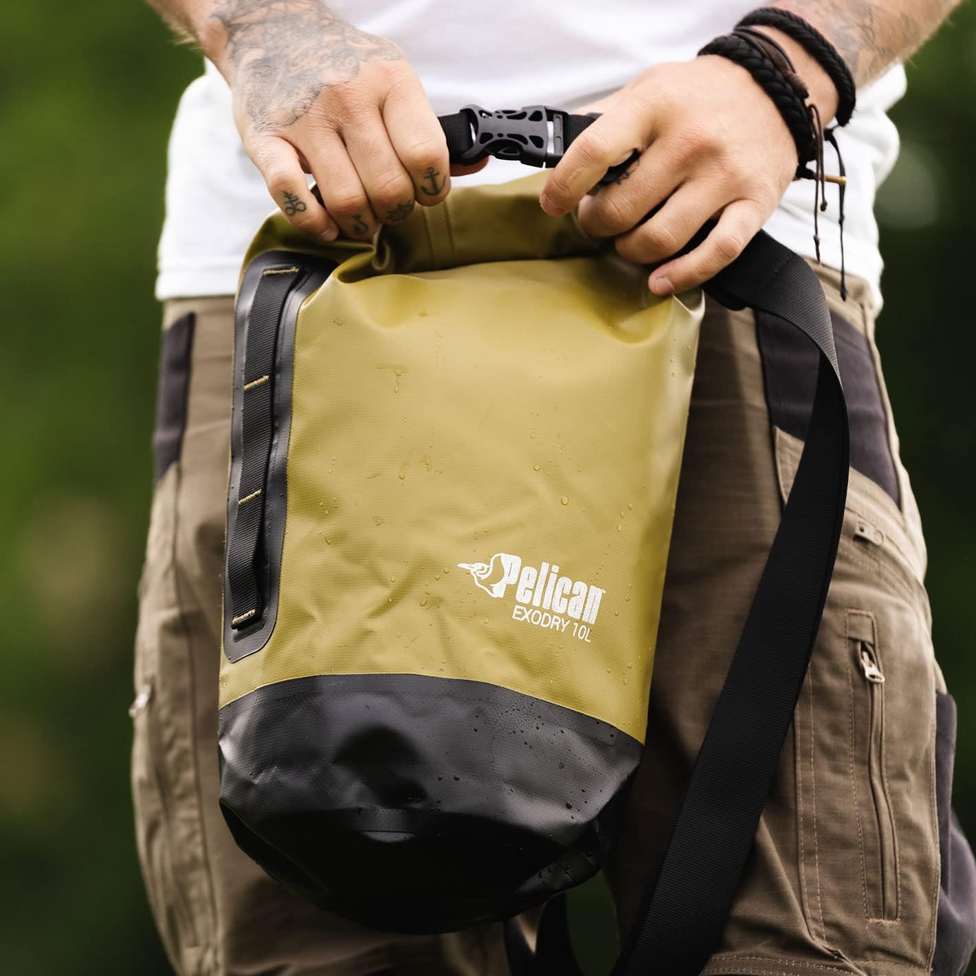 Pelican 30L waterproof dry bag with reflective accents, made of durable Exodry material, designed to keep gear dry and protected.