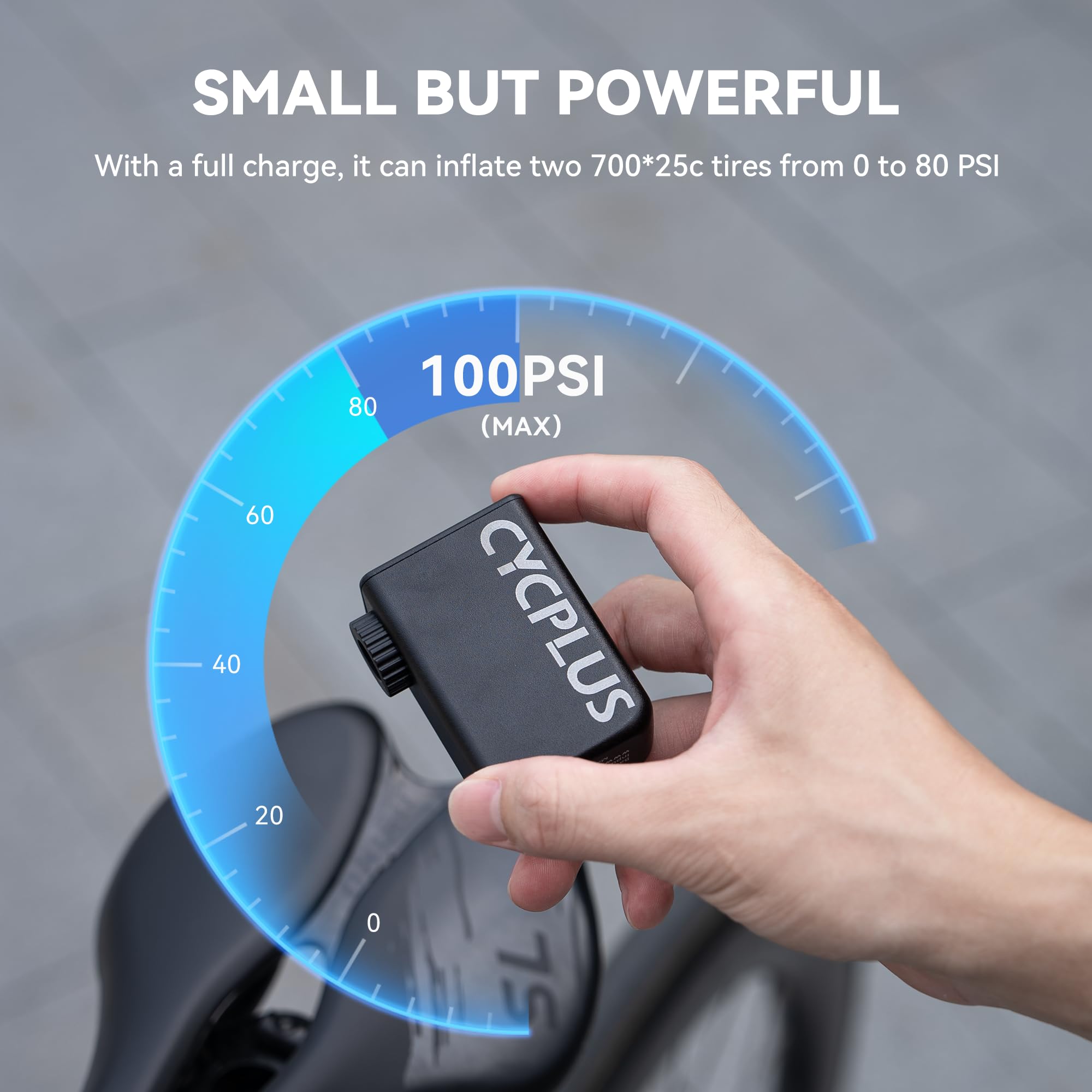 CYCPLUS Tiny E-Pump Bike Pump, AS2, 97g, Aluminum Alloy Shell, No by CYCPLUS - Angle View 3