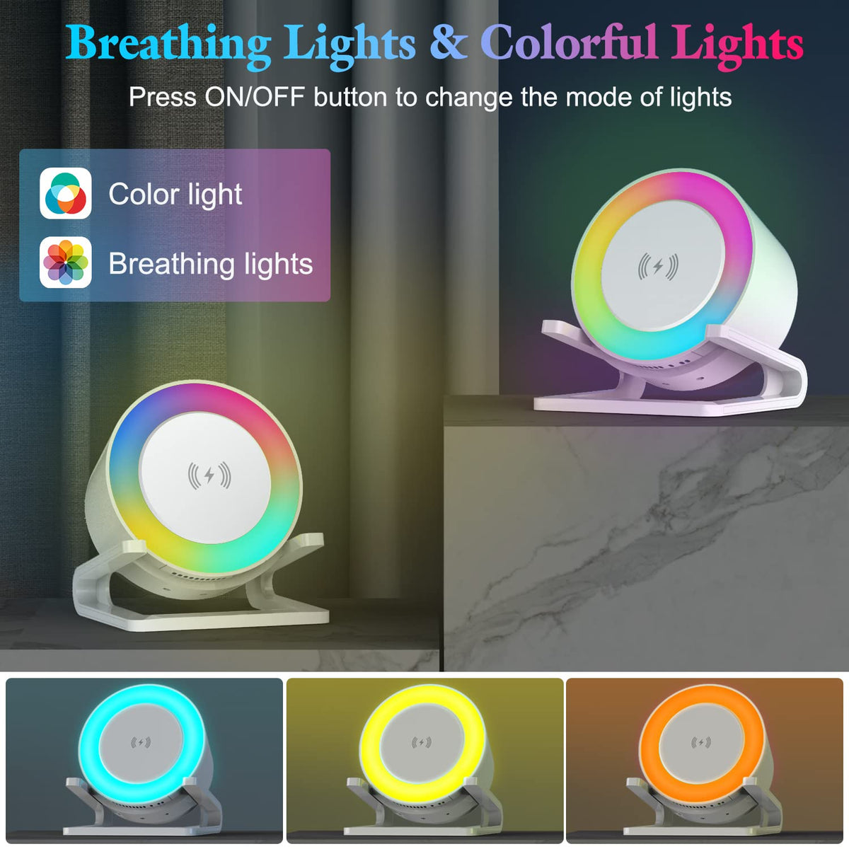 Night Lights Bluetooth Speaker Wireless Charger 15W with - doopo Official Imagery - 5
