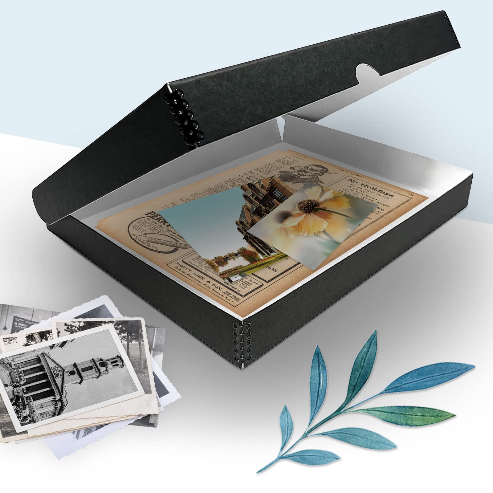 Golden State Art black clamshell archival storage box for 11x14 inch artwork, durable and protective for valuable documents.