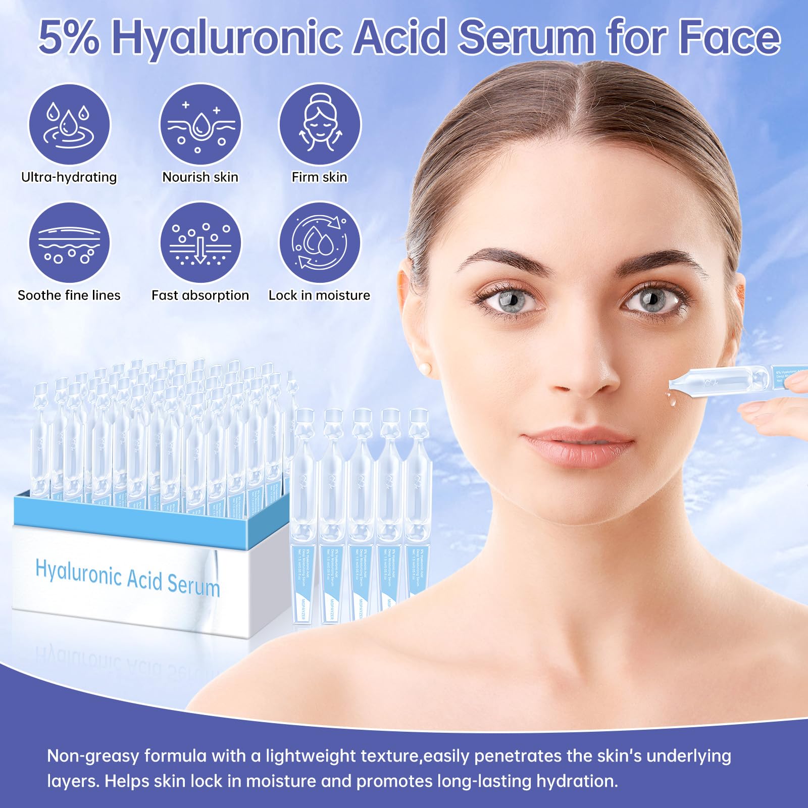 60 Pcs 5 Hyaluronic Acid Serum Ultra Hydrating Vials - mopayzer Official Imagery - 4