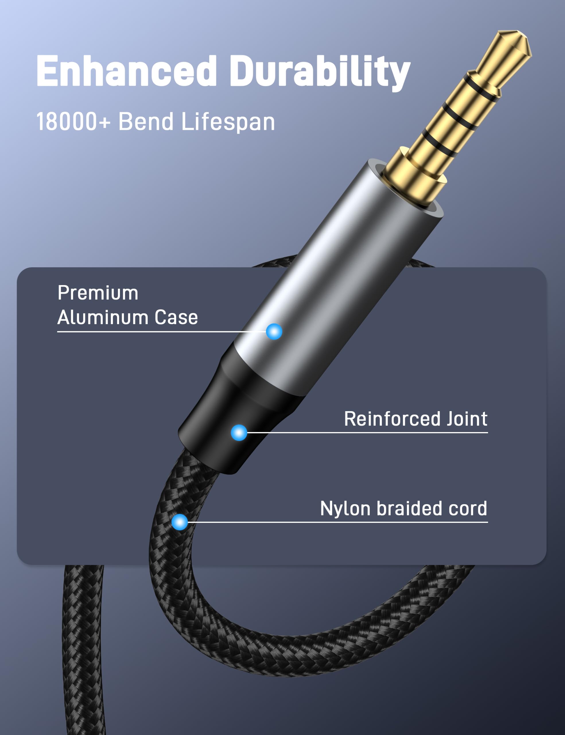 KAYQINHO 3.3FT 3.5mm TRRS Headphone Extension Cable, 2Pack 4 Pole by KAYQINHO - Angle View 8