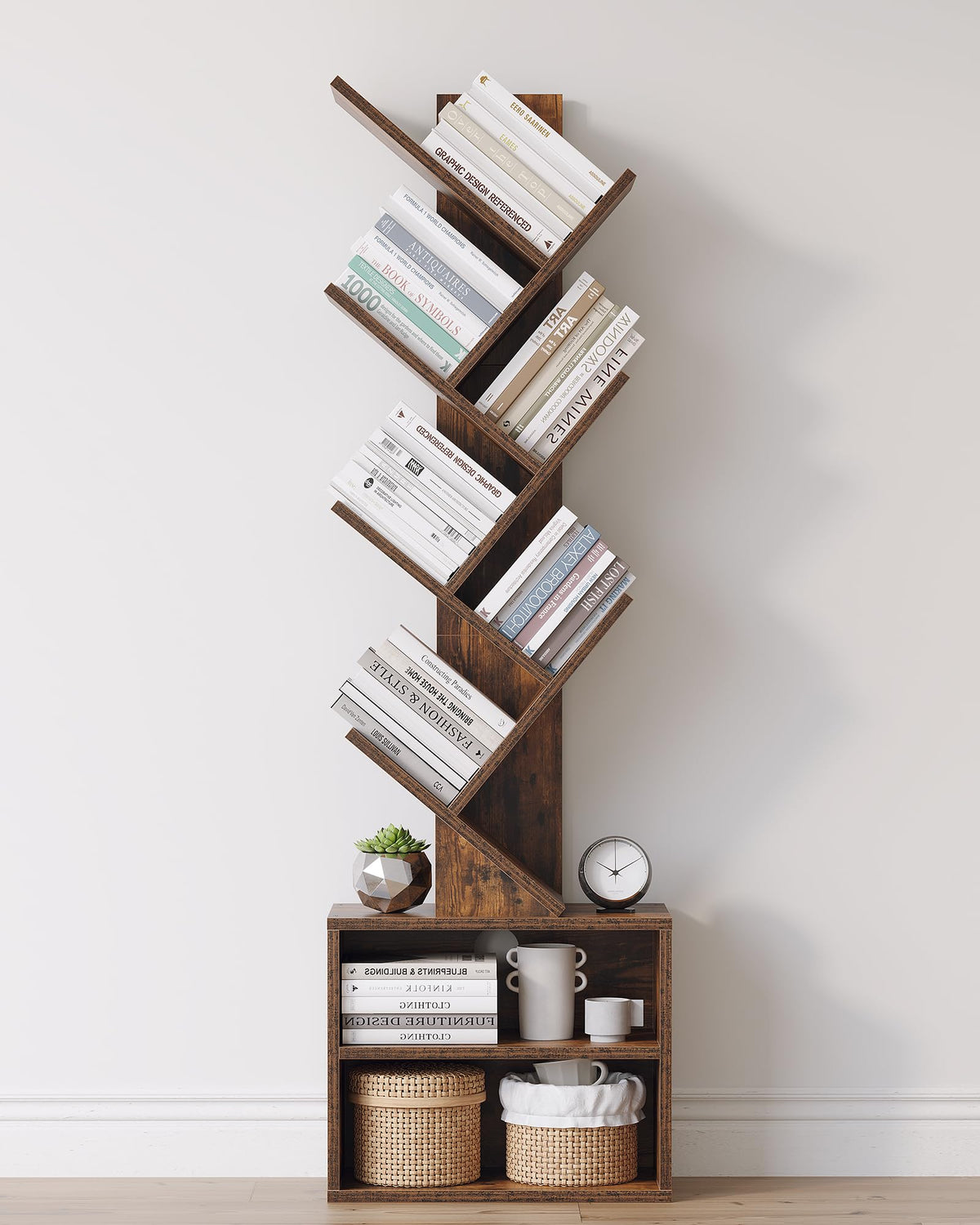 SUNMORY 6 Tier Tree Bookshelf Tall Small Bookcase with - SUNMORY Official Imagery - 1