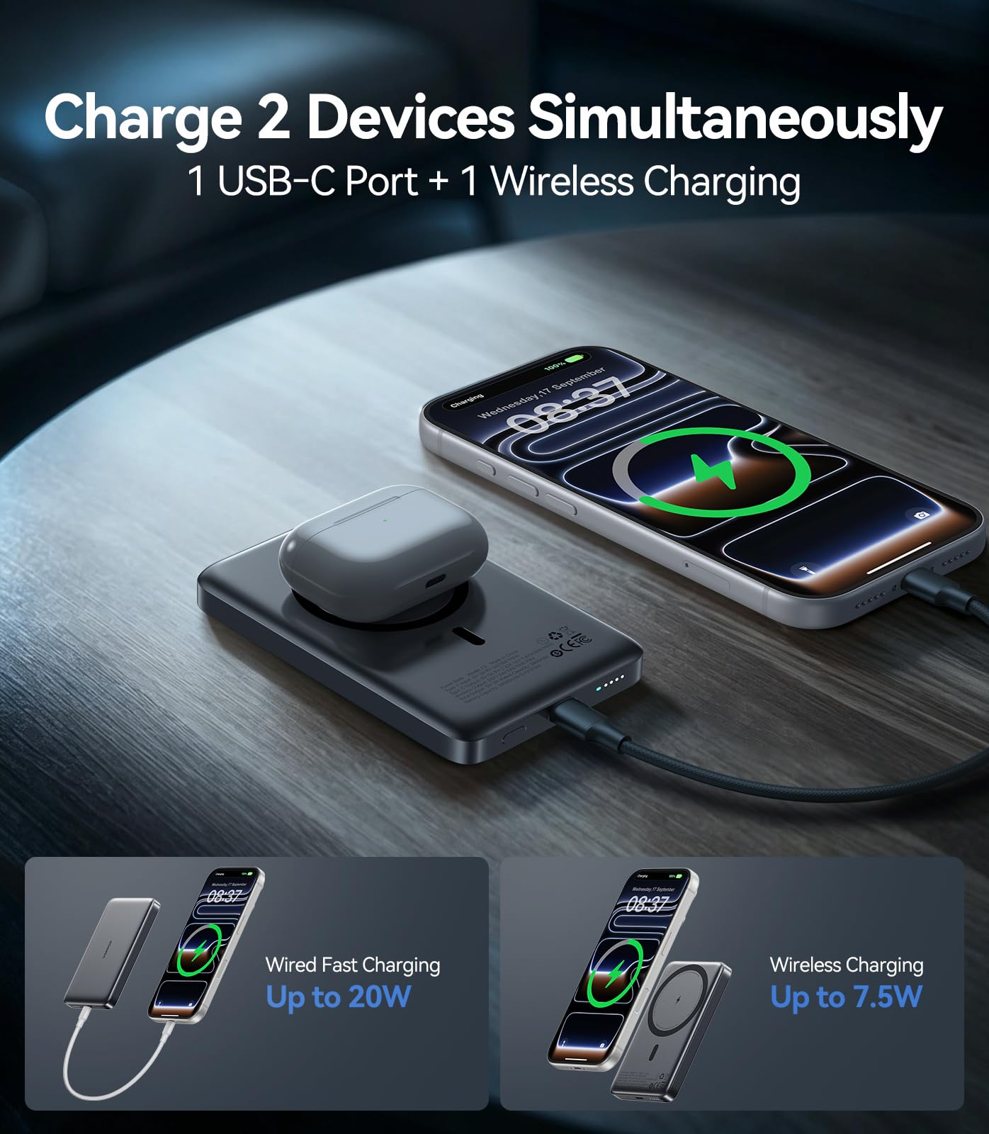 Portable Charger for iPhone Ultra Slim 10 000mAh Magnetic - VORPOP Official Imagery - 8
