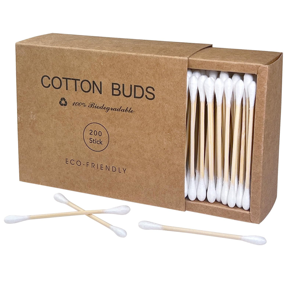 Wooden Cotton Swabs 200 Count FSC Certified Sturdy Bamboo - eyxformula Official Product Imagery - 2