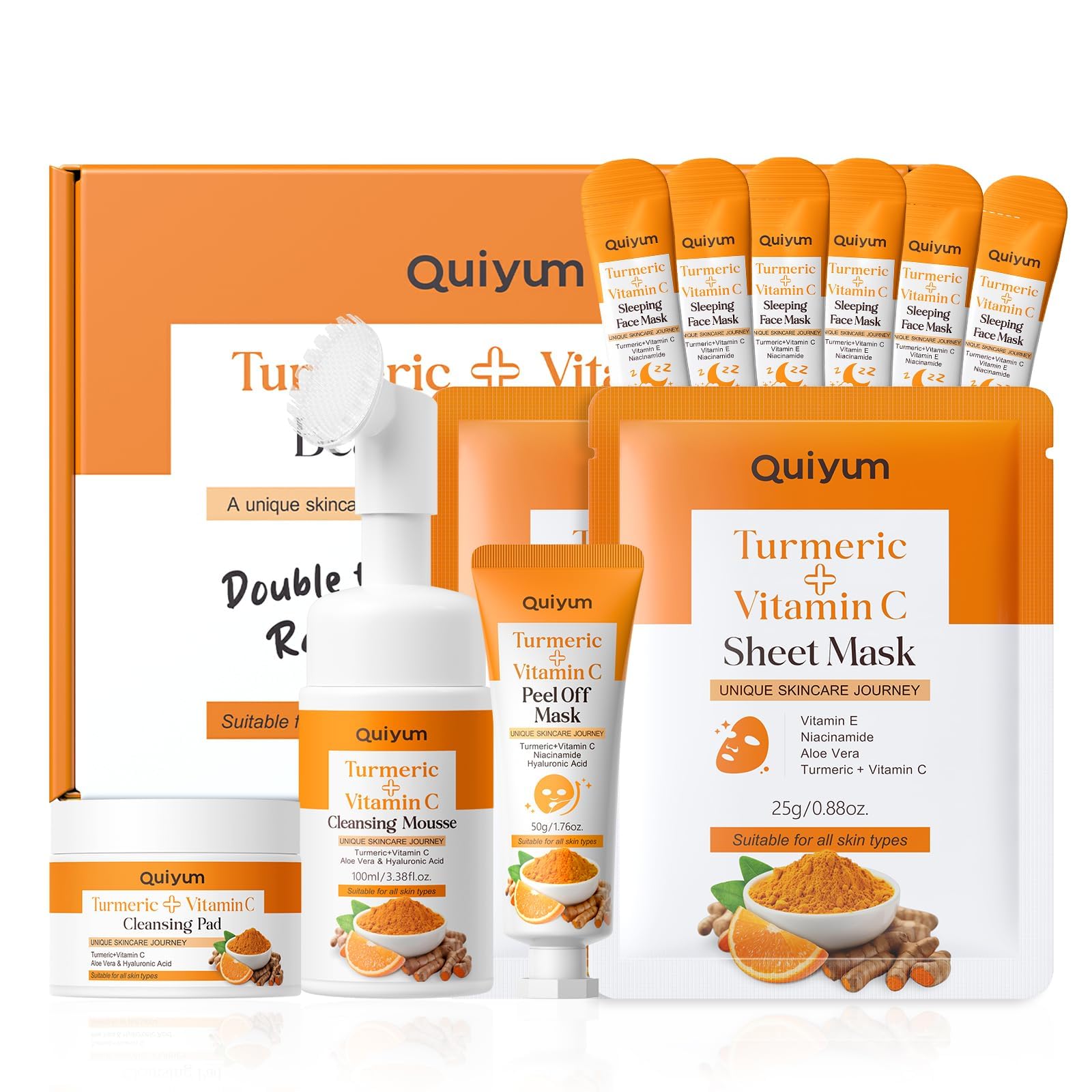 Turmeric Vitamin C Skin Care Set, 5PCS Beauty Routine for Women - QUIYUM