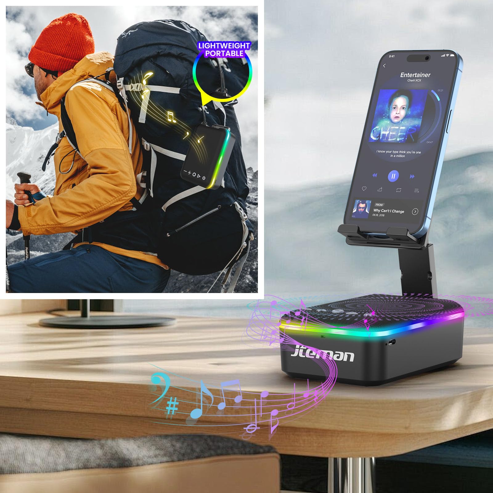 JTEMAN Gifts for Men Women,Cell Phone Stand with Bluetooth Speake by JTEMAN - Angle View 5