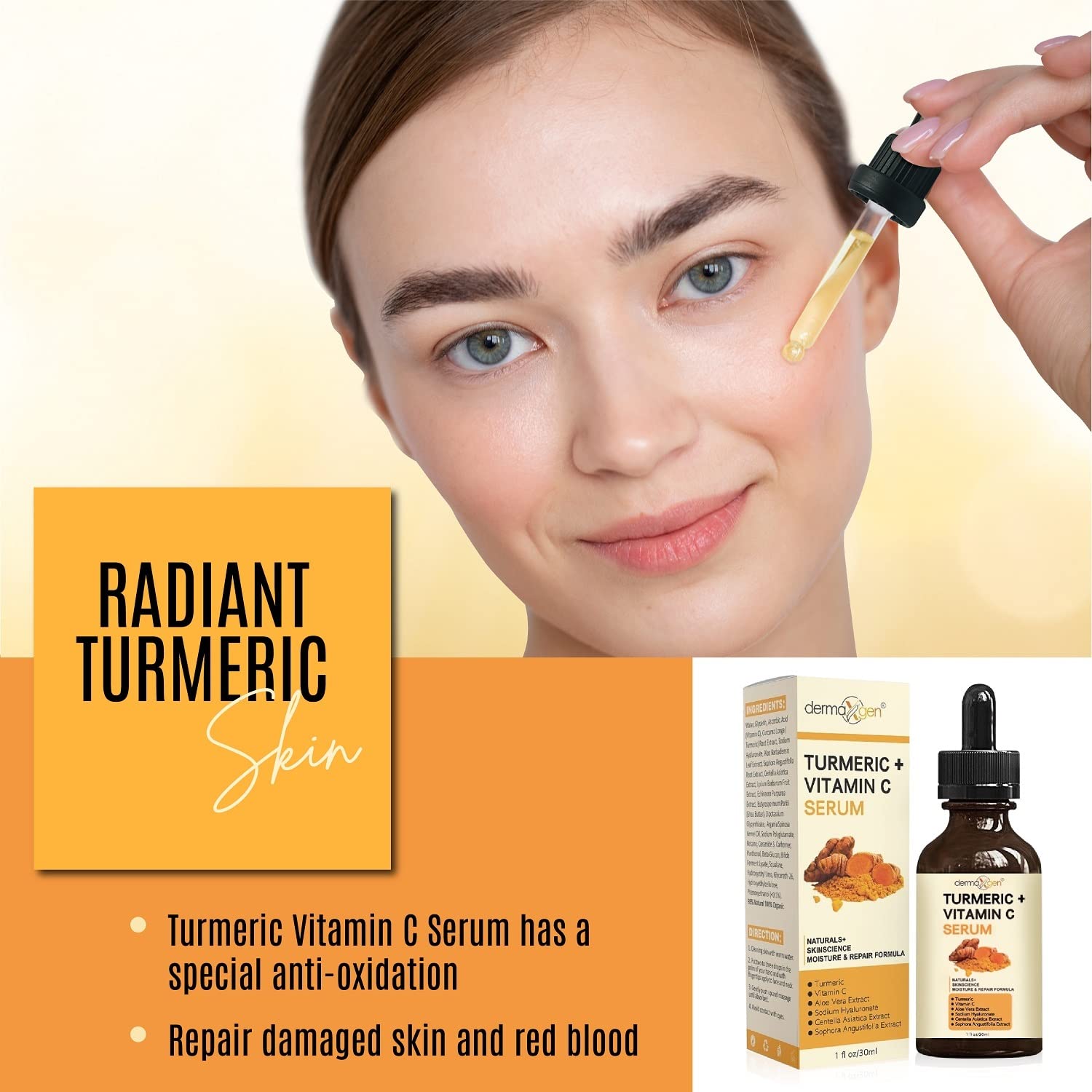 DERMAXGEN Turmeric and Vitamin C Anti - Aging facial serum & PURE ORGANIC Redu - DERMAXGEN Official Product View 4