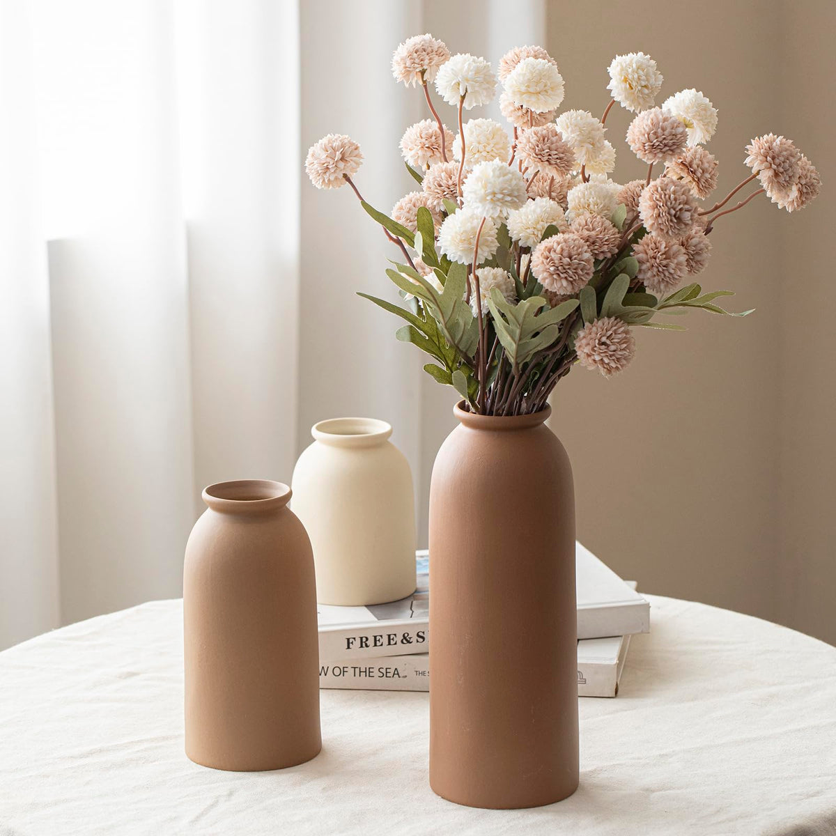 Large Decorative Ceramic Vase Set 3 Pieces Nordic Modern - TINCTOTNIC Official Imagery - 5