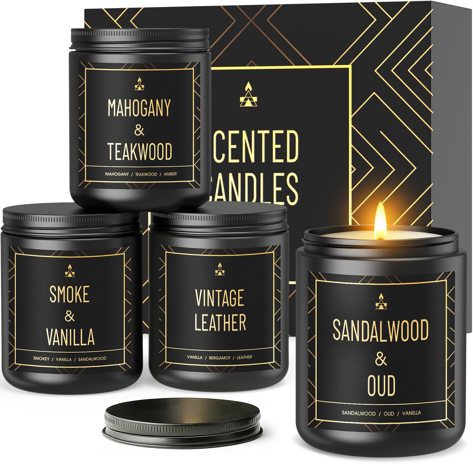 Scented Candles for Men 4 Pack Gift Set 7 6 oz Each Natural - BlissWhisper Official Imagery - 2