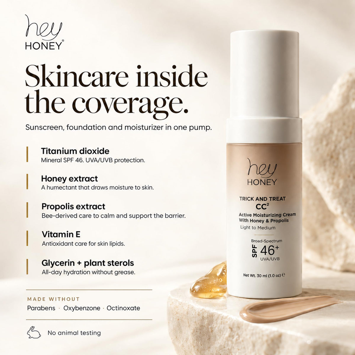 Hey Honey Trick and Treat Moisturizing CC Cream SPF 46 - Hey Honey Official Imagery - 6