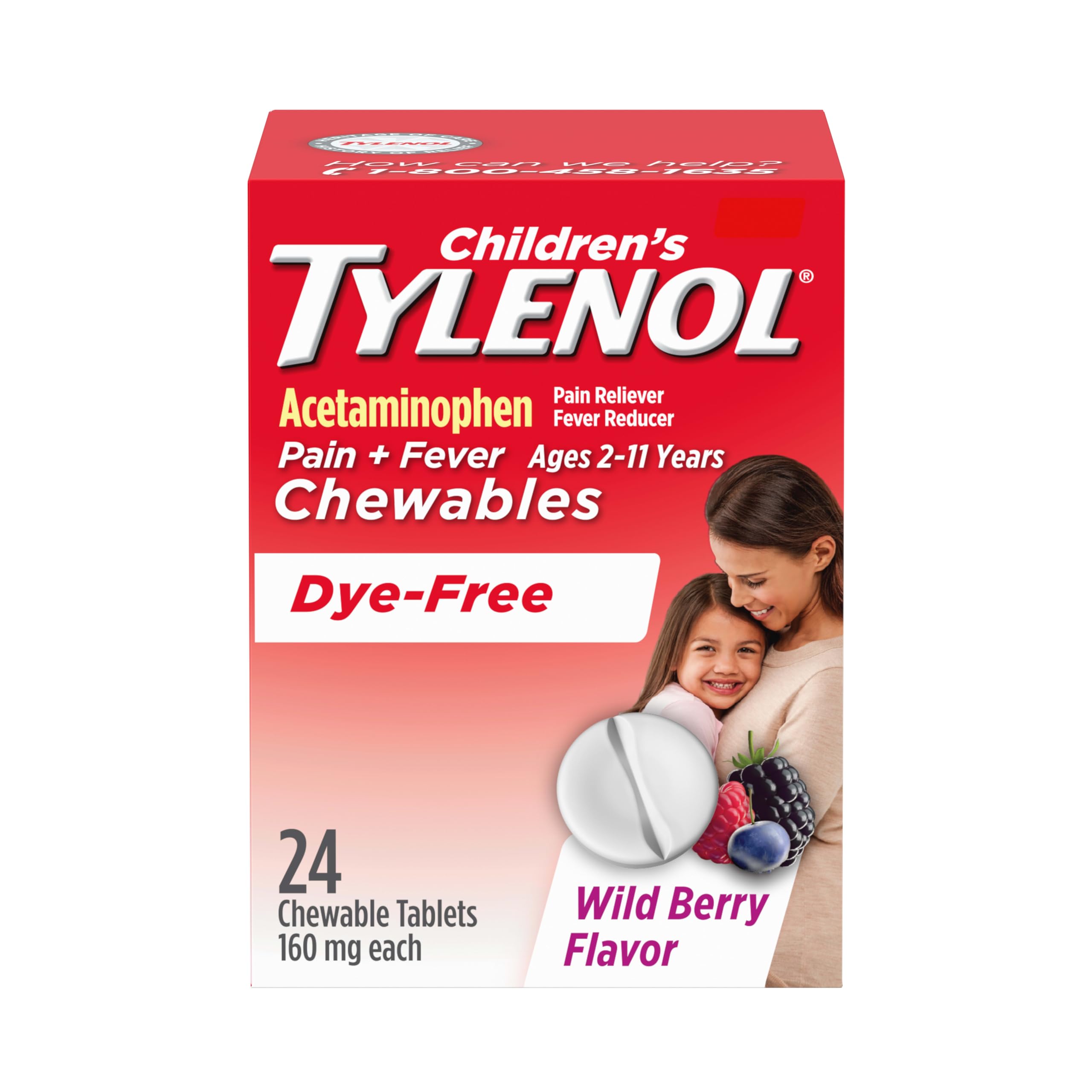 Children's Tylenol Dye-Free Chewables Wild Berry 24ct