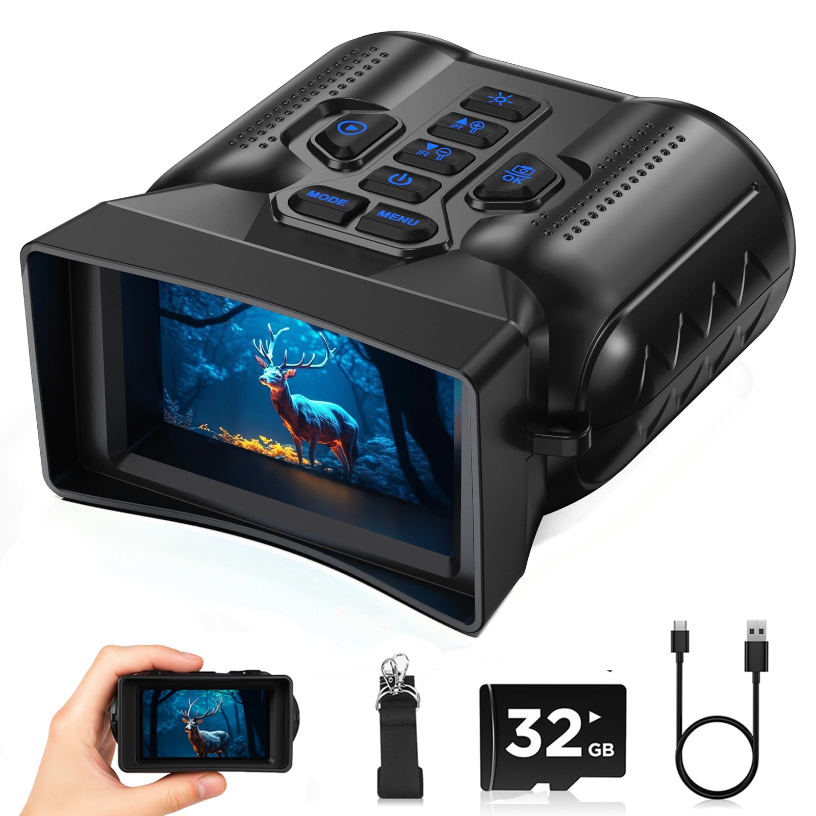 WISHBETY 4K Night Vision Goggles for Adult,1000FT View Range Night Vision Binocu - WISHBETY Official Product View 1