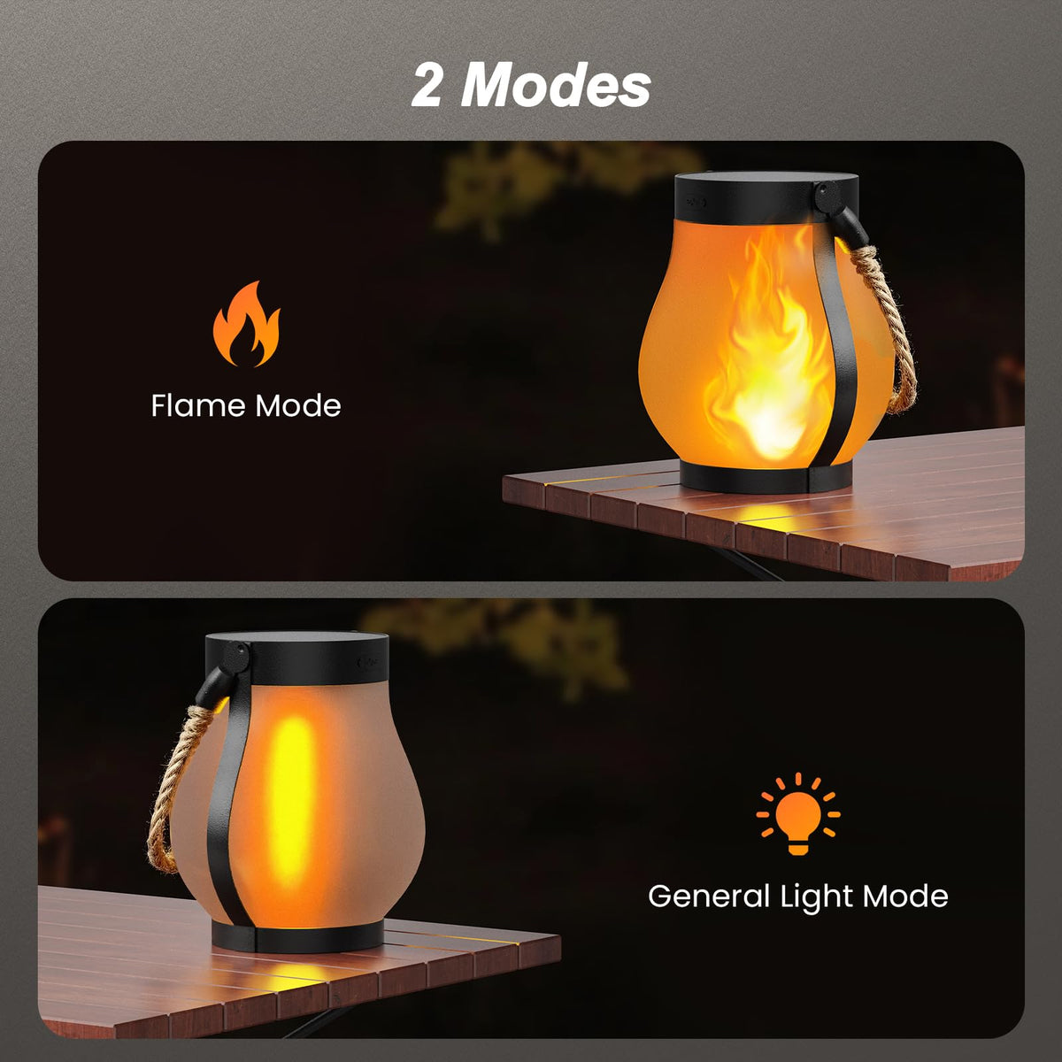 Gen2 Solar Lanterns Outdoor Waterproof with Ultra Real Flame - Hompavo Official Imagery - 6