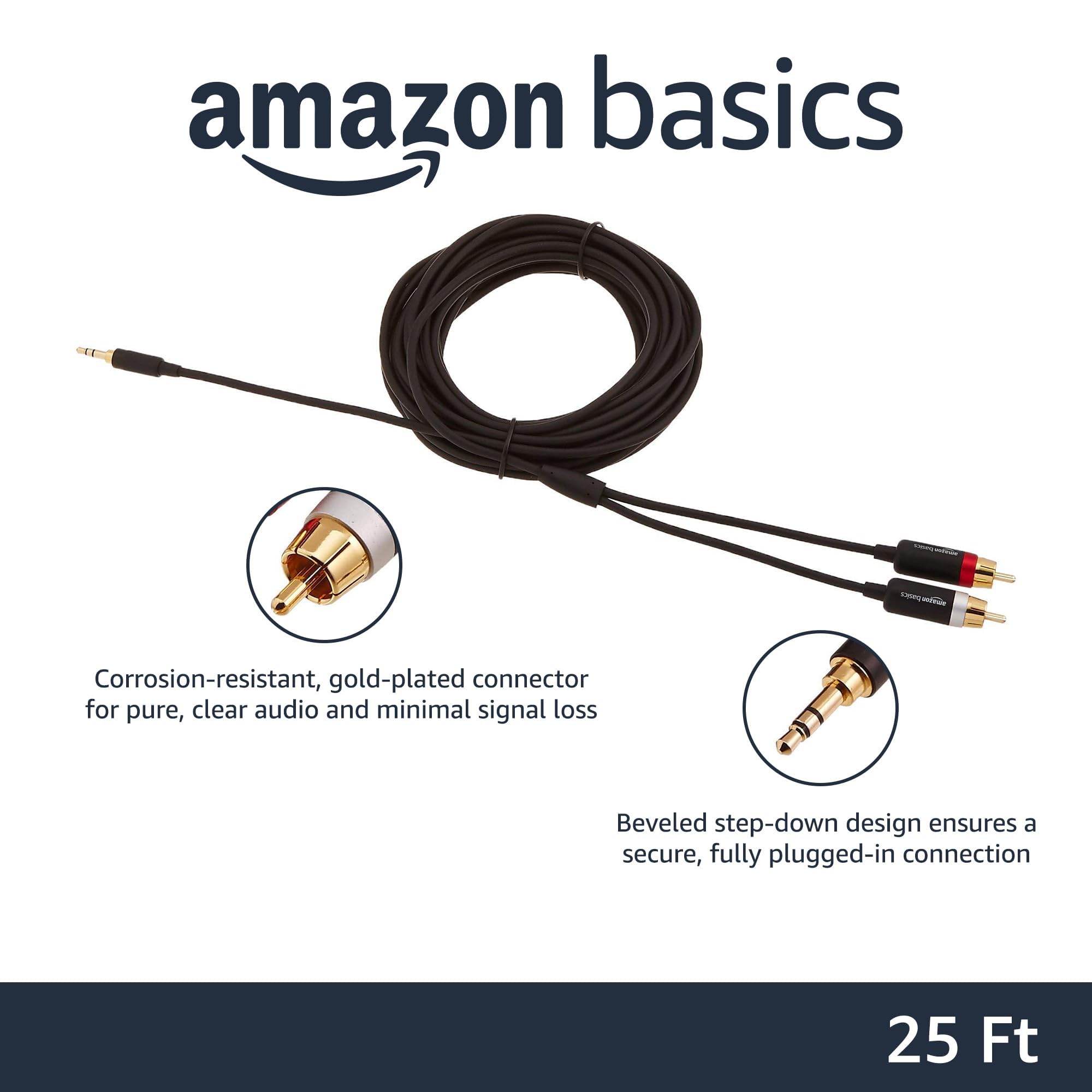 Amazon Basics 3.5mm Stereo Audio Cable to 2 RCA Adapters for Ampl by Amazon Basics - Angle View 2