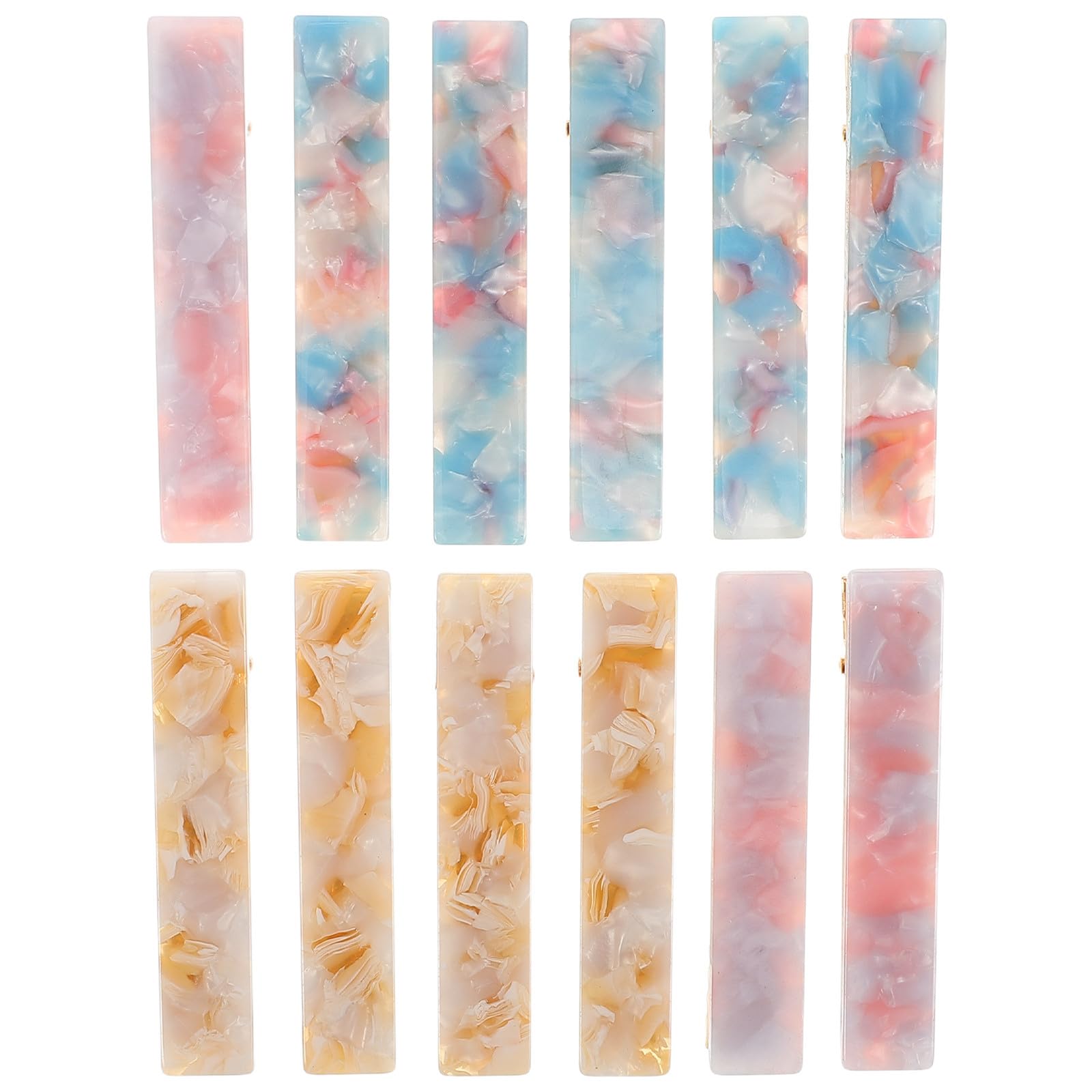 12 Pcs Retro Acetate Hair Barrette for Women, Vintage Marble Clip