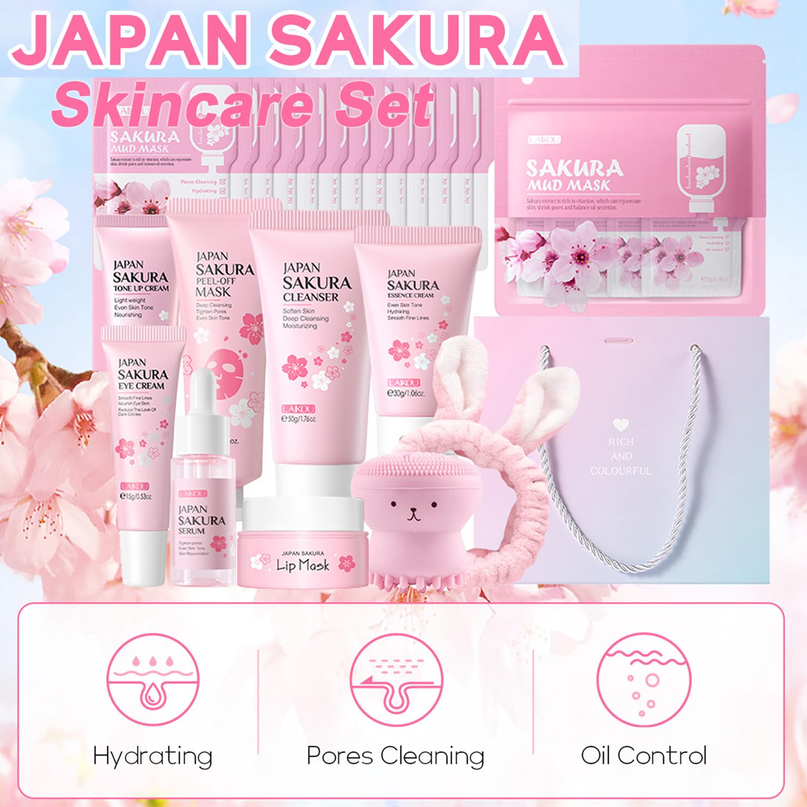 Skin Care Set Sakura Women Beauty Gift Sets Korean Skin Care - Fashion Base