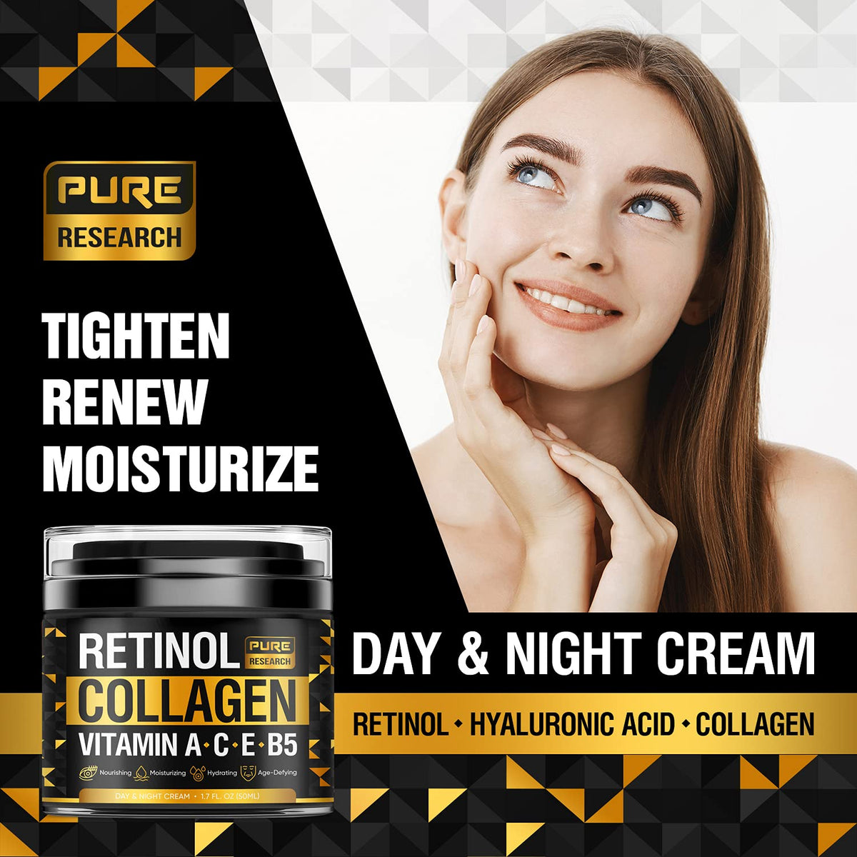 Retinol Face Cream Natural Anti Wrinkle Cream Anti Aging - PURE RESEARCH Official Imagery - 6