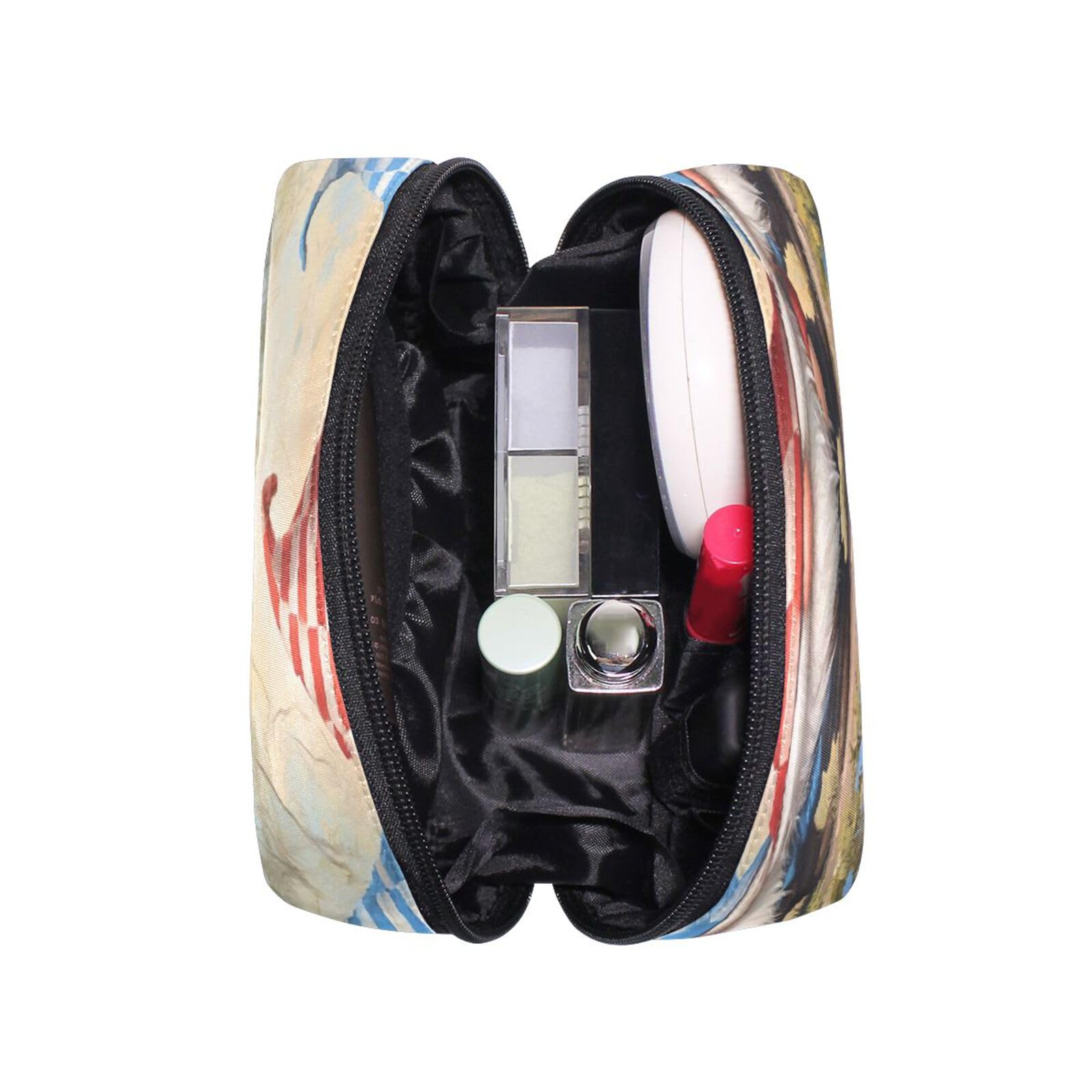 JUZIHAI Spring Forest Gnomes Makeup Bag for Purse, Travel Cosmetic Organizer Pouch with 5 Compartments, Small Portable Zipper Toiletry Bag for Women