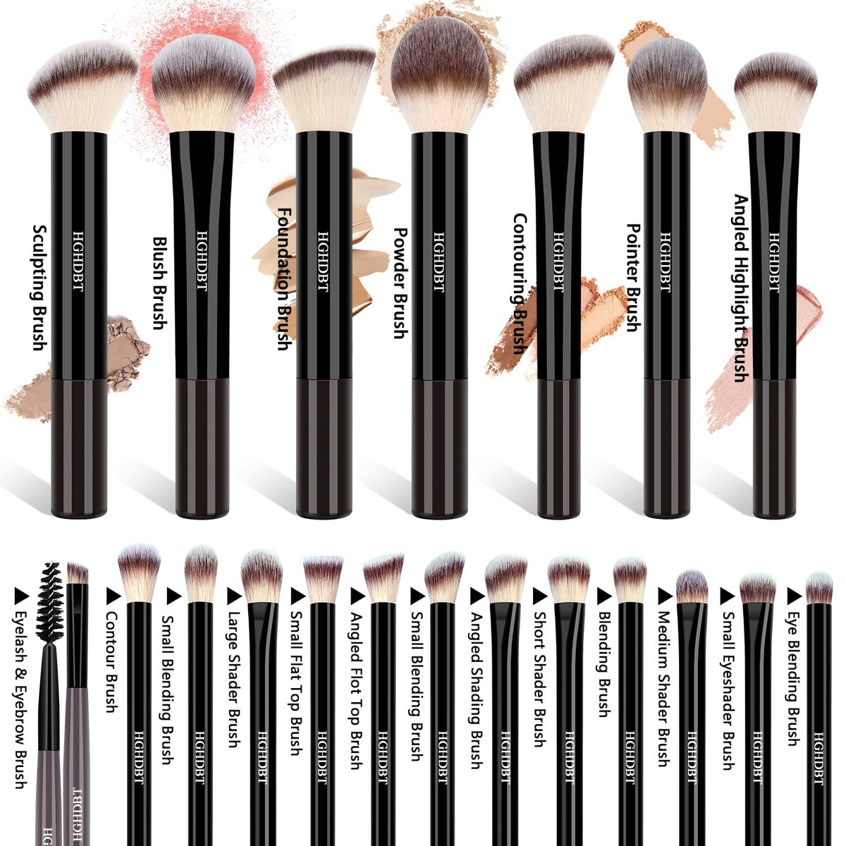 HGHDBT 57Pcs Black Makeup Brushes Set Professional with Case - HGHDBT Official Imagery - 3