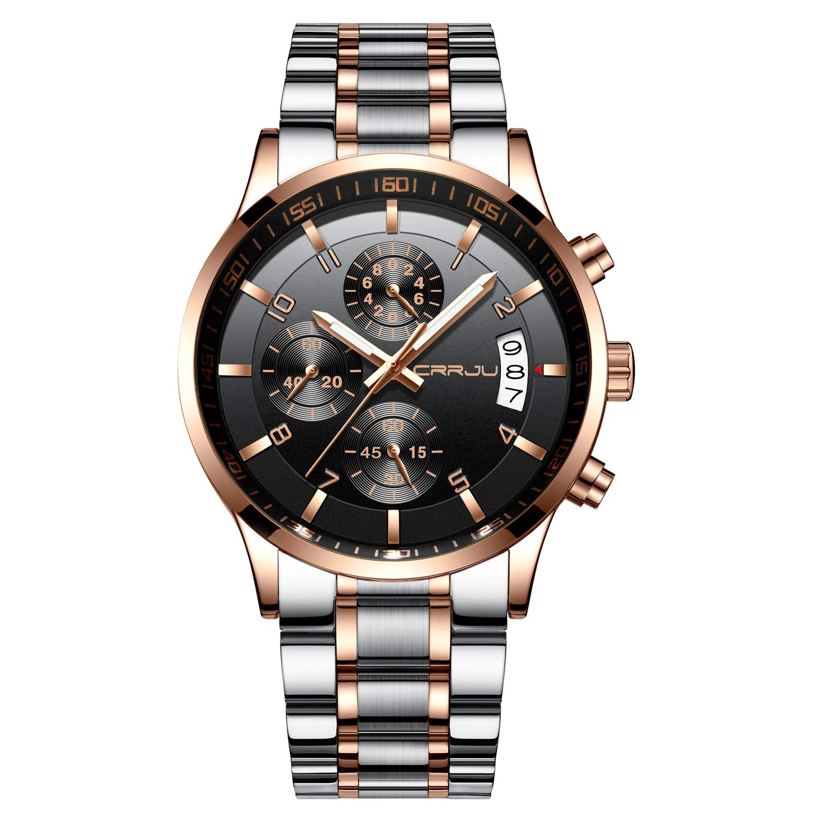 CRRJU Men's Fashion Stainless Steel Watches Date Waterproof Chronograp - View 10