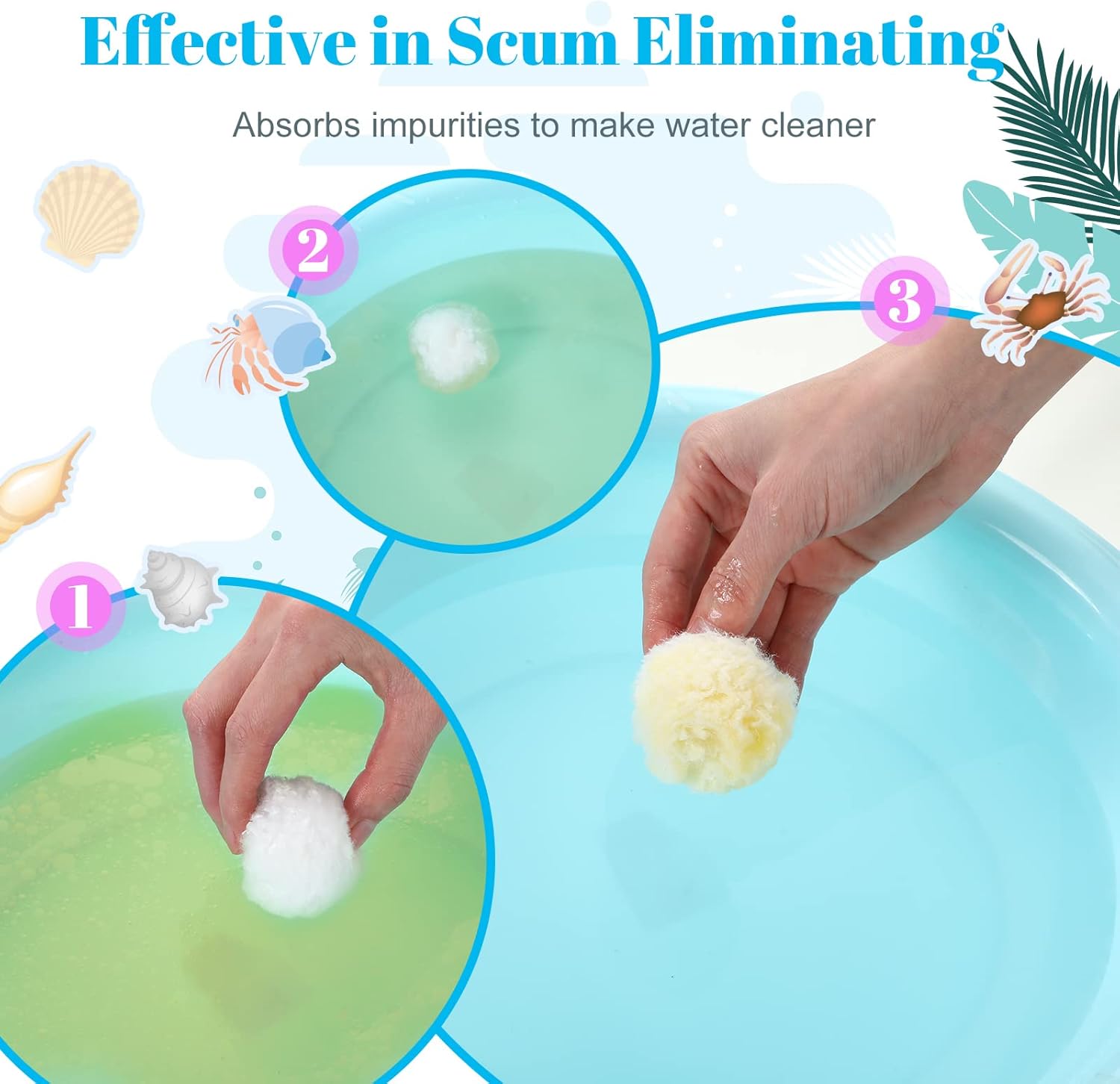Zubebe 4.6 lbs pool filter media balls for swimming pool sand filters, fiber filter media for clean, clear water.