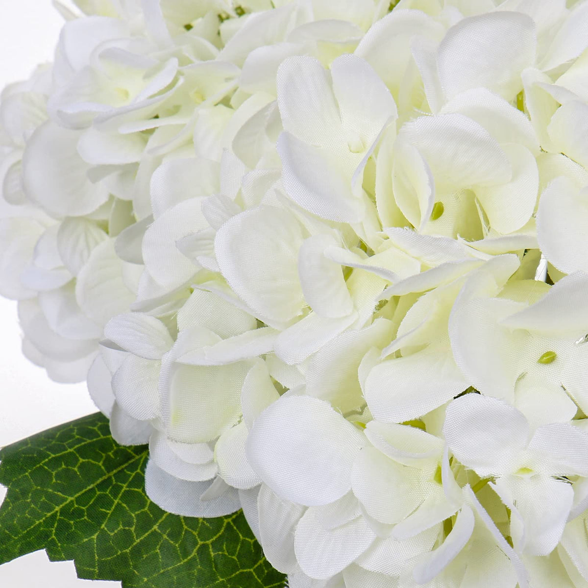 Hollyone Hydrangea Artificial Flowers with Vase White Silk - Hollyone Official Imagery - 5