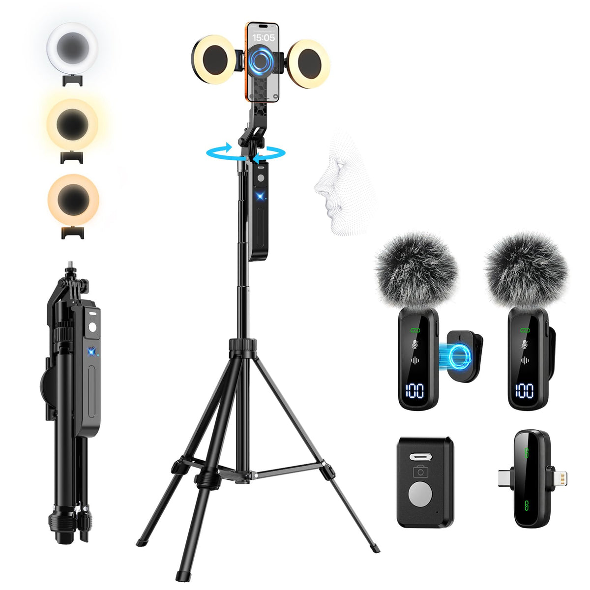 Magnetic Vlogging Kit for iPhone Android 71 Auto Face - yAyusi Official Imagery - 1