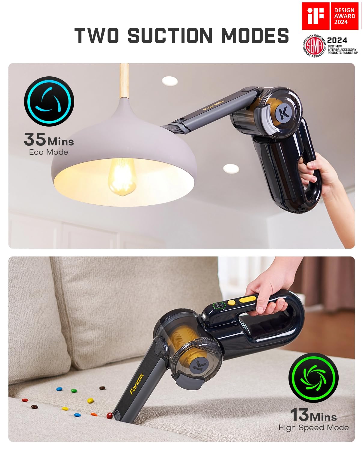 Fanttik Fold V10 APEX Pivot Cordless Car Vacuum, 17000Pa Handheld - Fanttik Official Product View 5