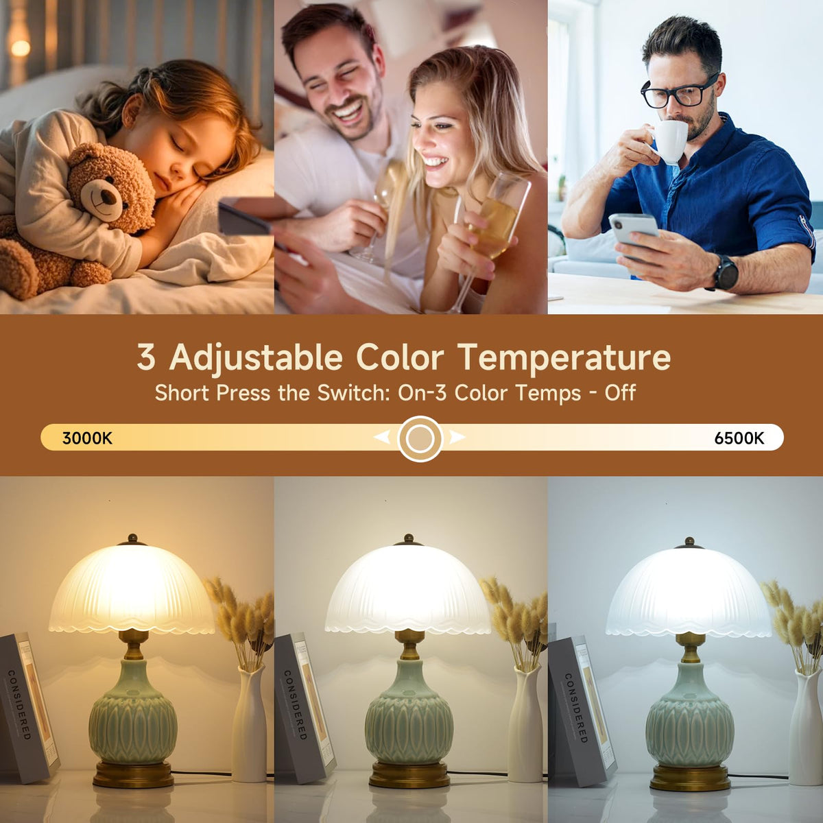 Table Lamps Ceramic Retro Lamp for Living Room 15 Modern - WELAISA Official Imagery - 7