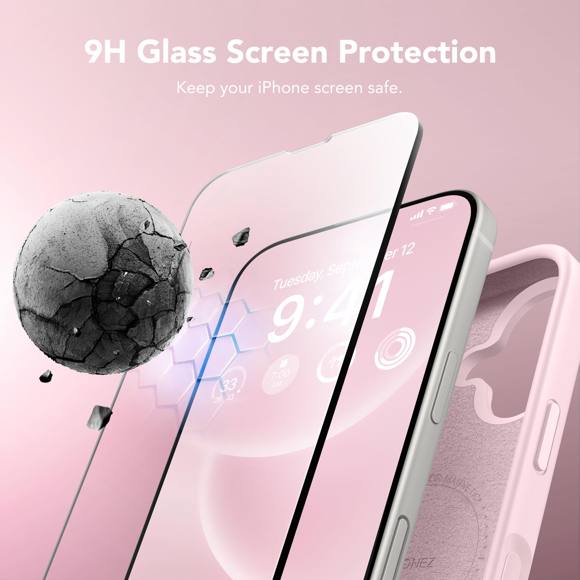 GONEZ Magnetic for iPhone 16 Case, Silicone Cover Chalk Pink - GONEZ Official Product View 5