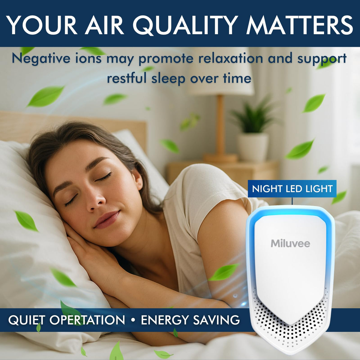 Premium Plug In Air Purifier Negative Ion Technology for - Miluvee Official Imagery - 6