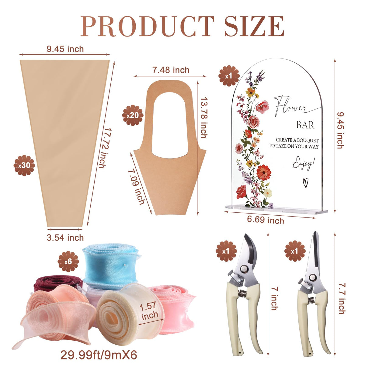 59 Pcs Flower Bar Supplies Kit Acrylic Sign Kraft Bouquet - Finanovs Official Imagery - 4
