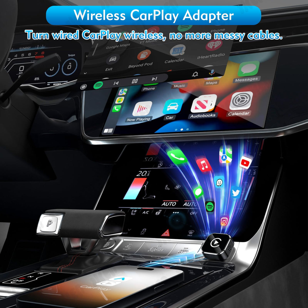 Wireless CarPlay Adapter 2 in 1 Mini CarPlay Android Auto - Zokvic Official Imagery - 4